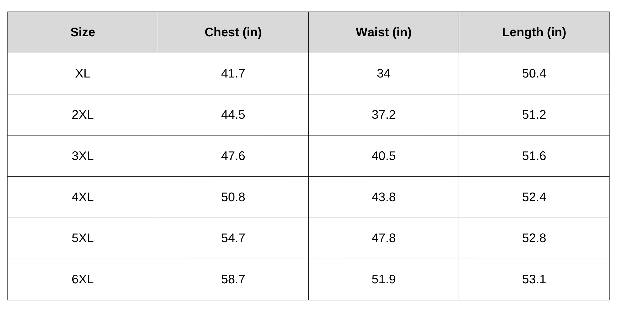 Size Chart