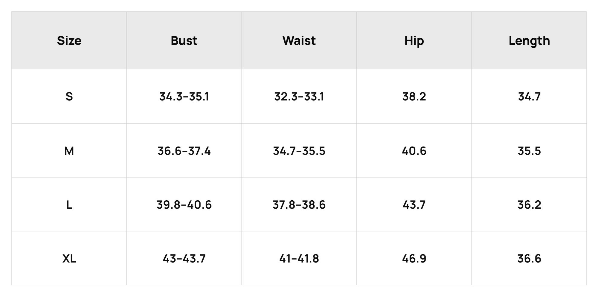 Size Chart