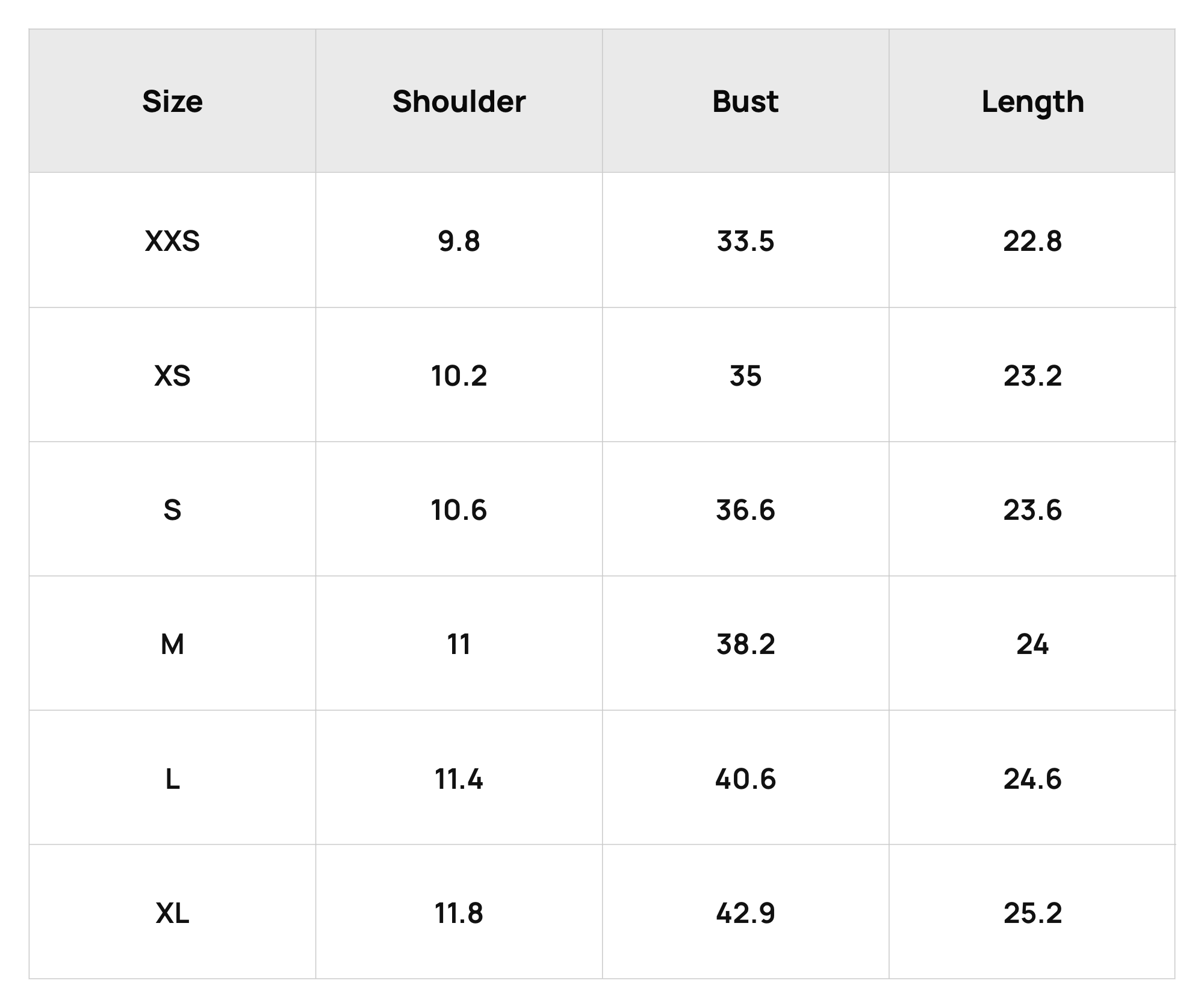 Size Chart