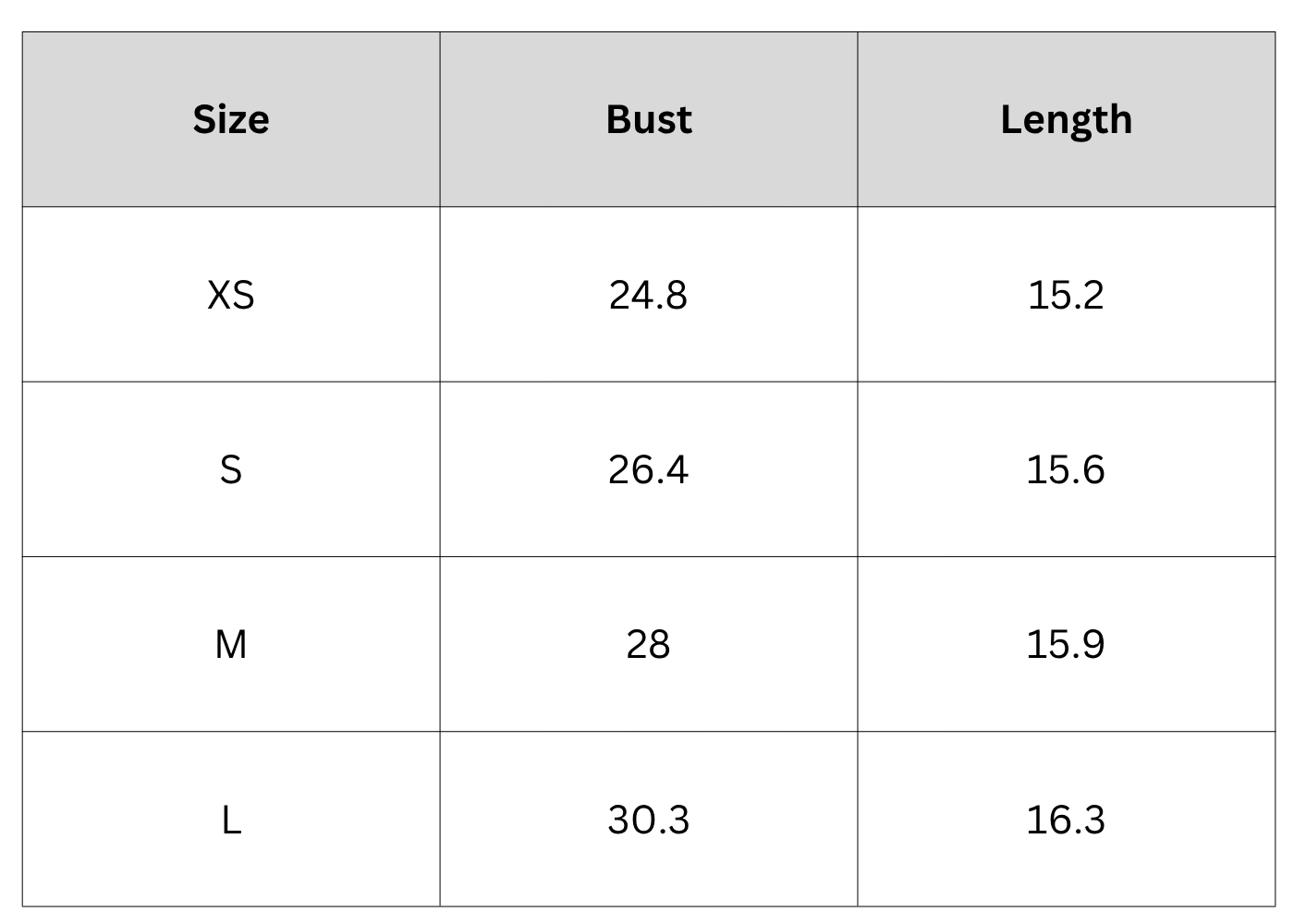 Size Chart