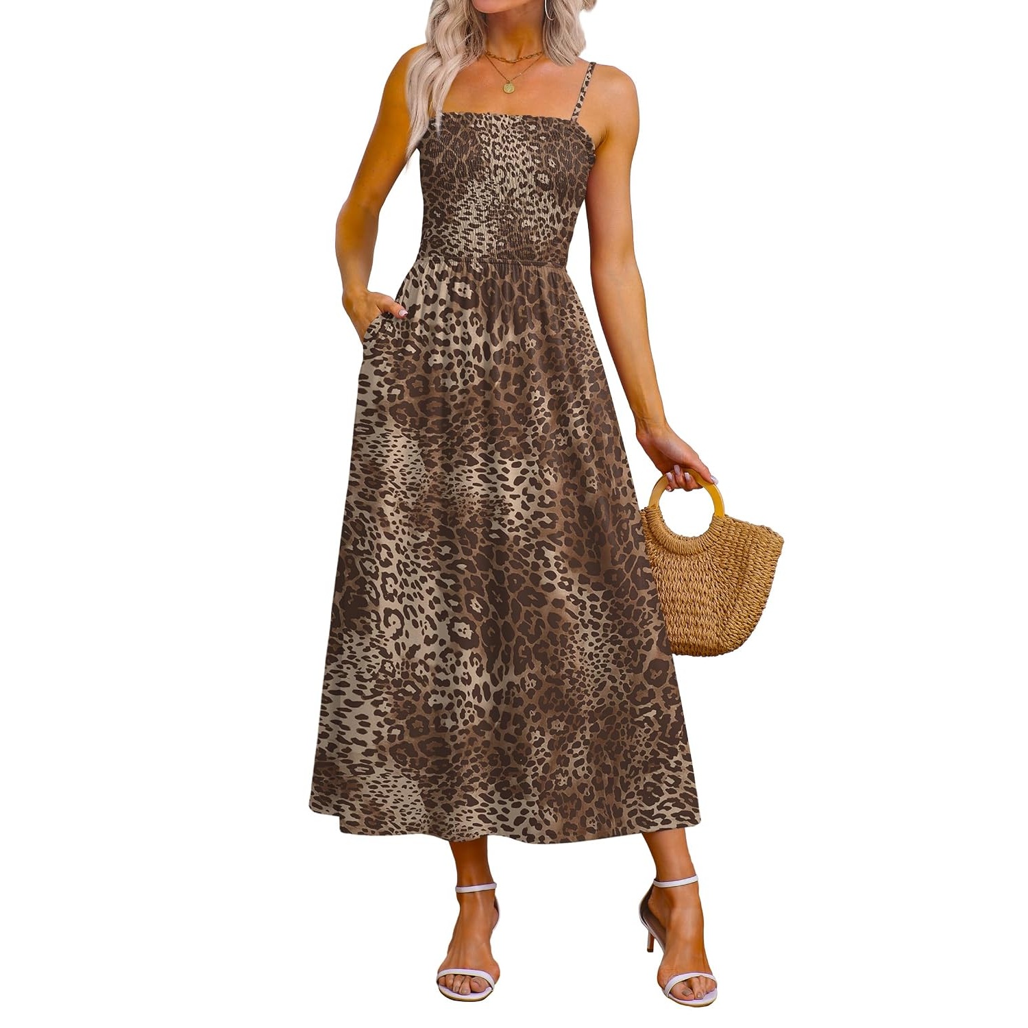 Casual Boho Spaghetti Smocked Sundresses For Women