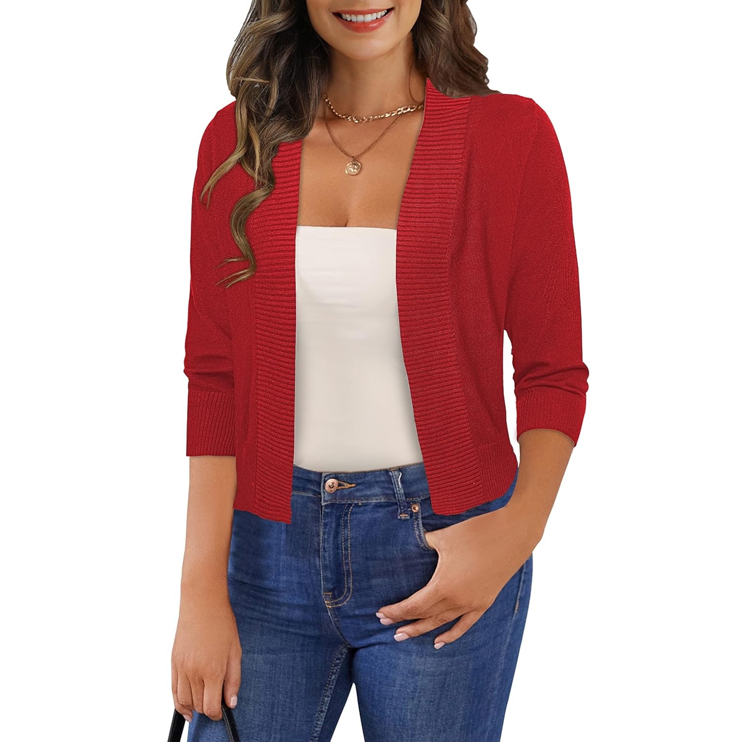 Casual Lightweight Knit Open Front Cardigan For Women