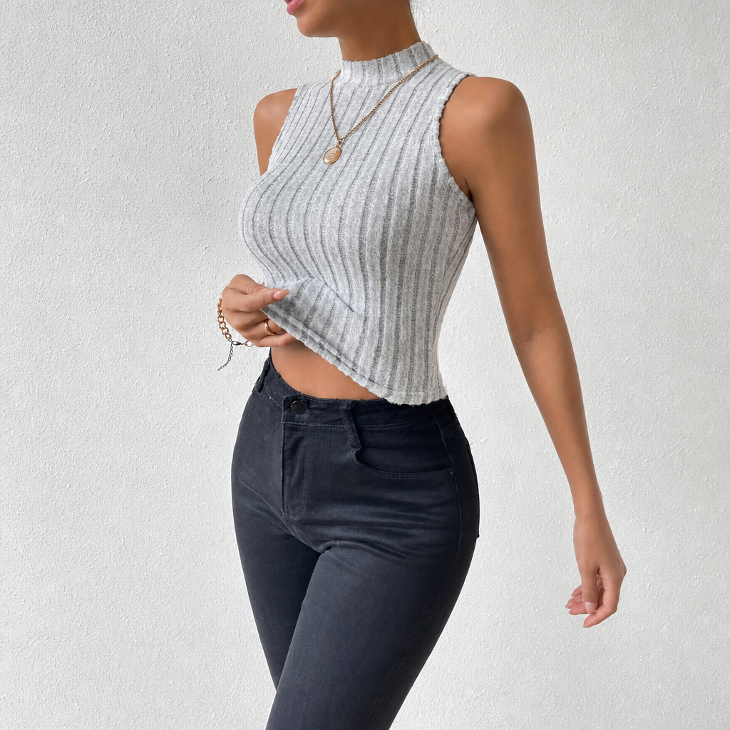Pack Of 2 Ribbed Sleeveless Crop Tank Top For Women