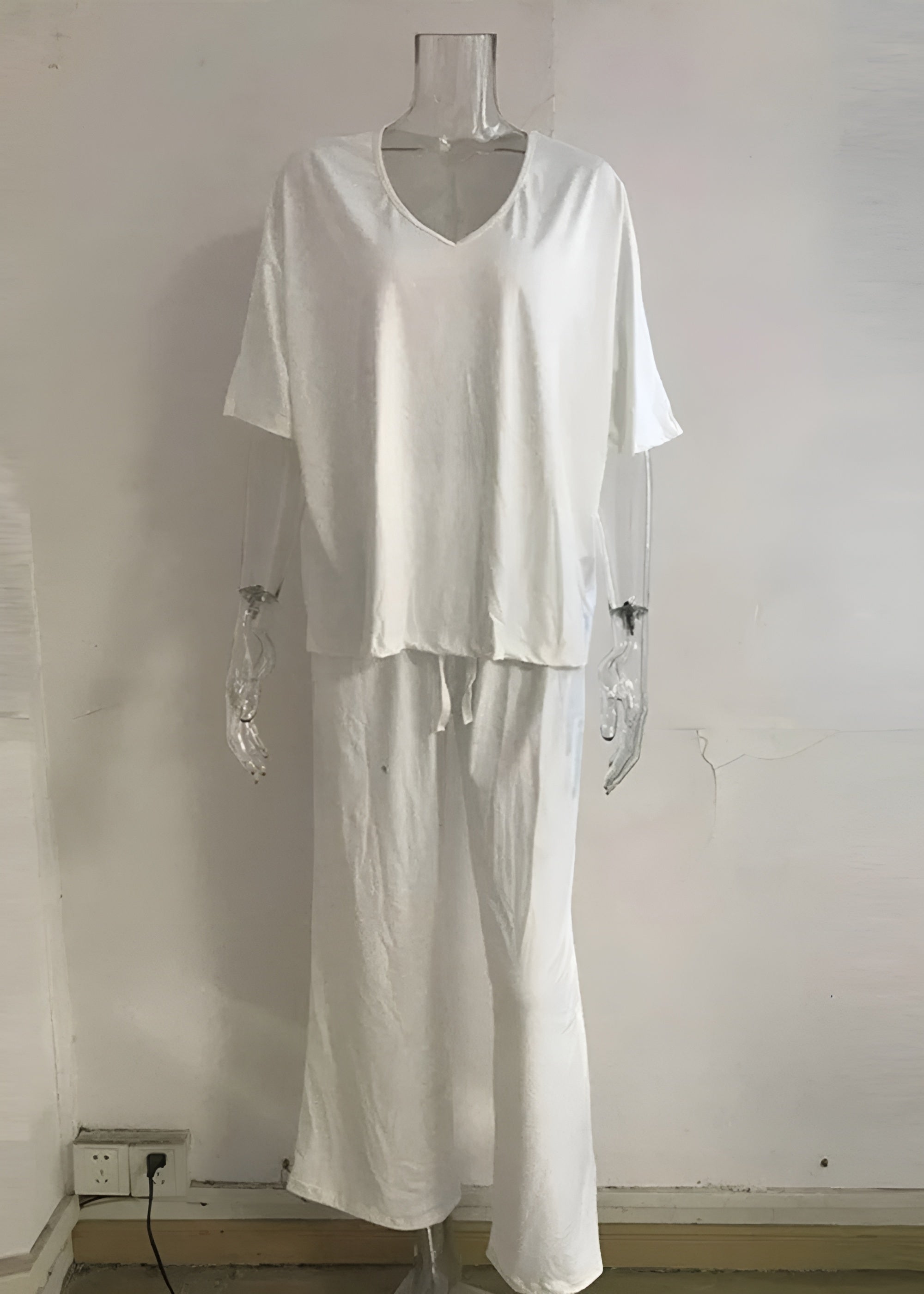 Fashionable Short Sleeve T Shirt And Straight Pant Set-My Comfy Blouse