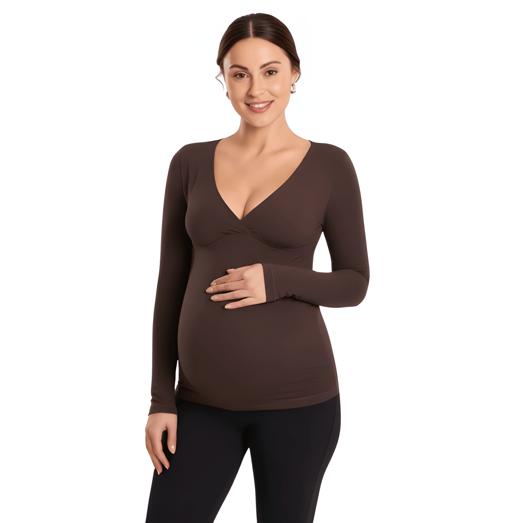 Long Sleeve Maternity Crossover Support Top For Women