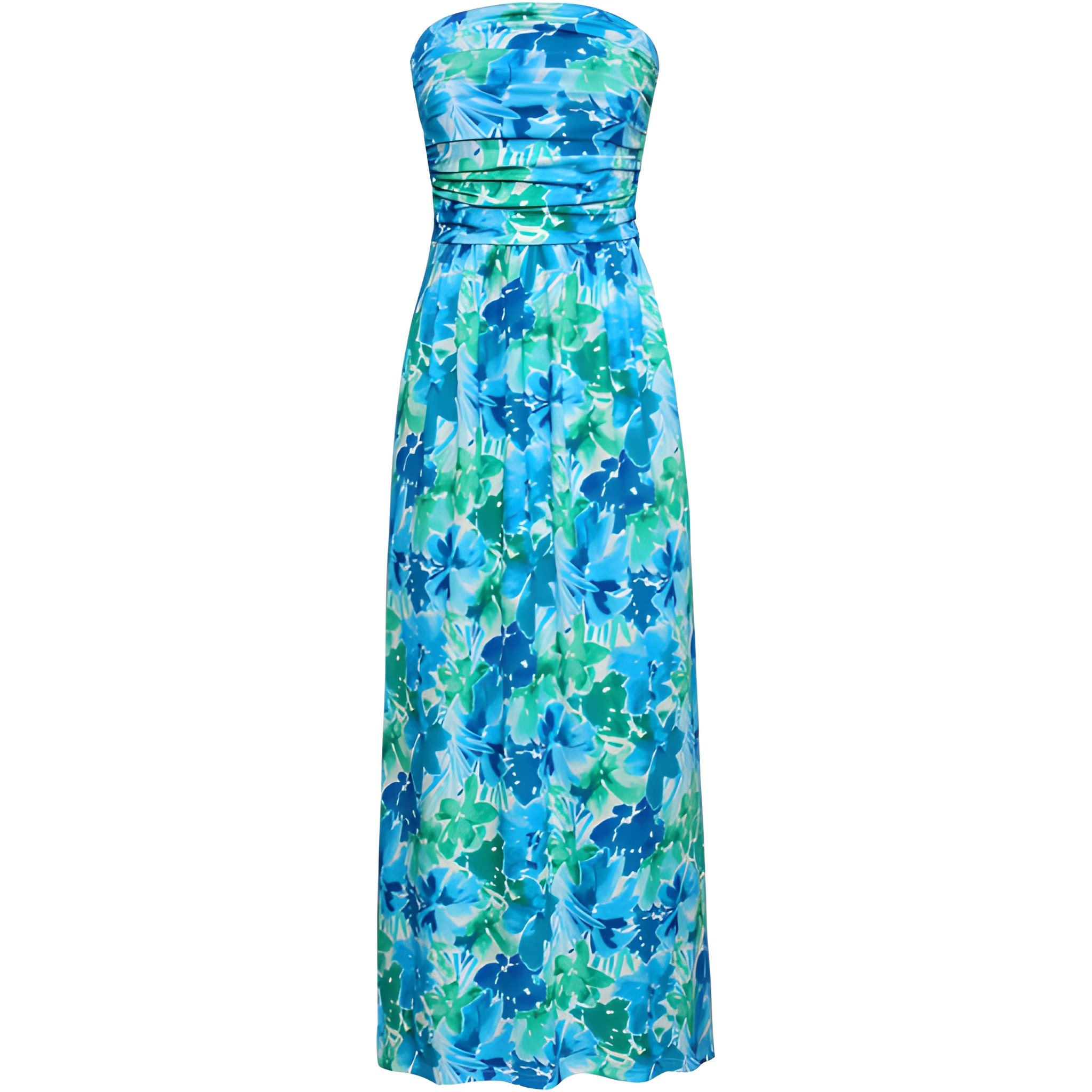 Casual Loose Strapless Ruched Long Maxi Dress Pockets For Women