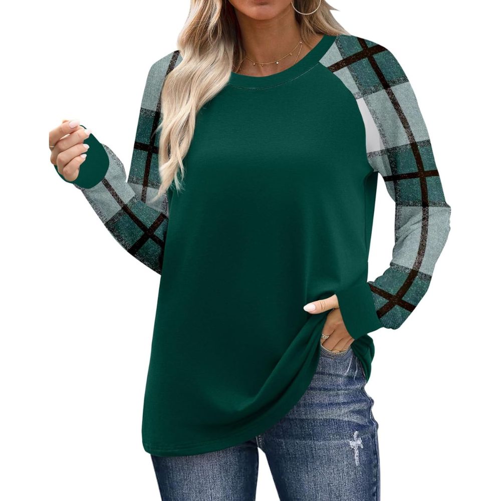 Long Sleeve Shirts for Women Color Tops Casual Crewneck Basic Tees