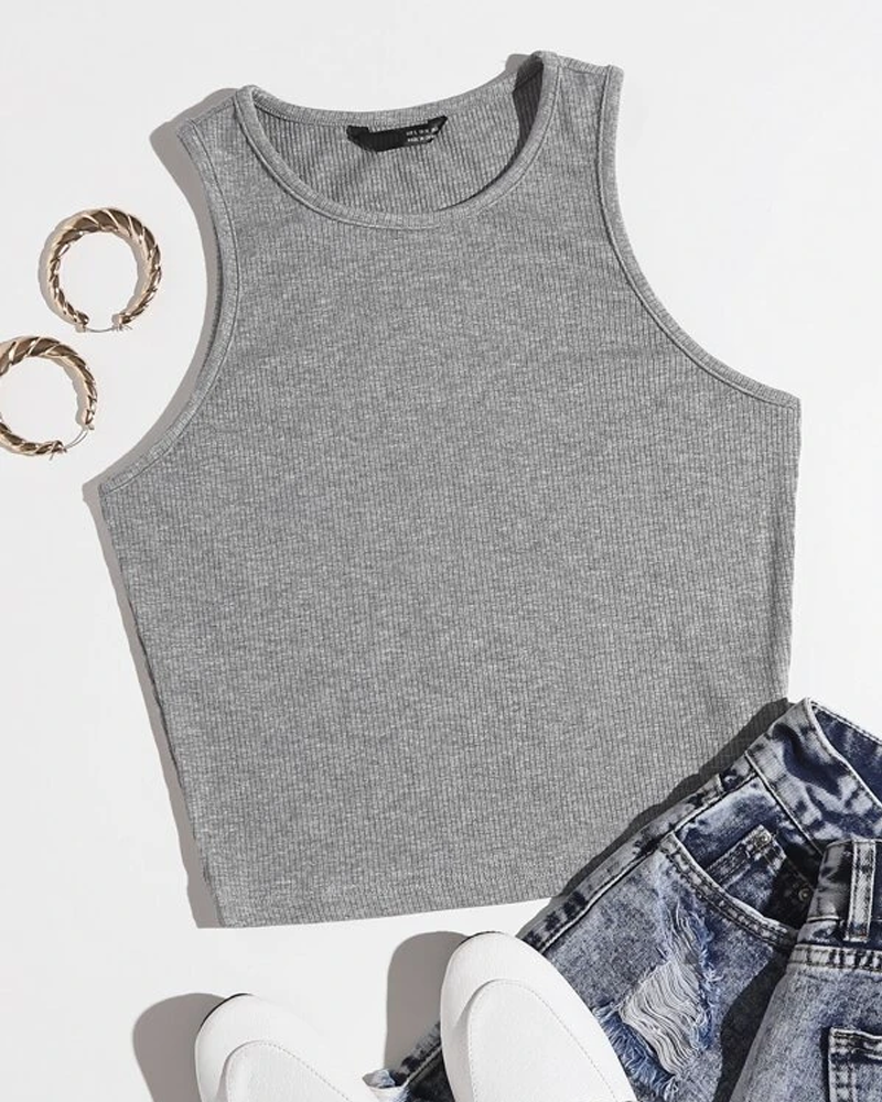 Solid Crop Tank Top-My Comfy Blouse