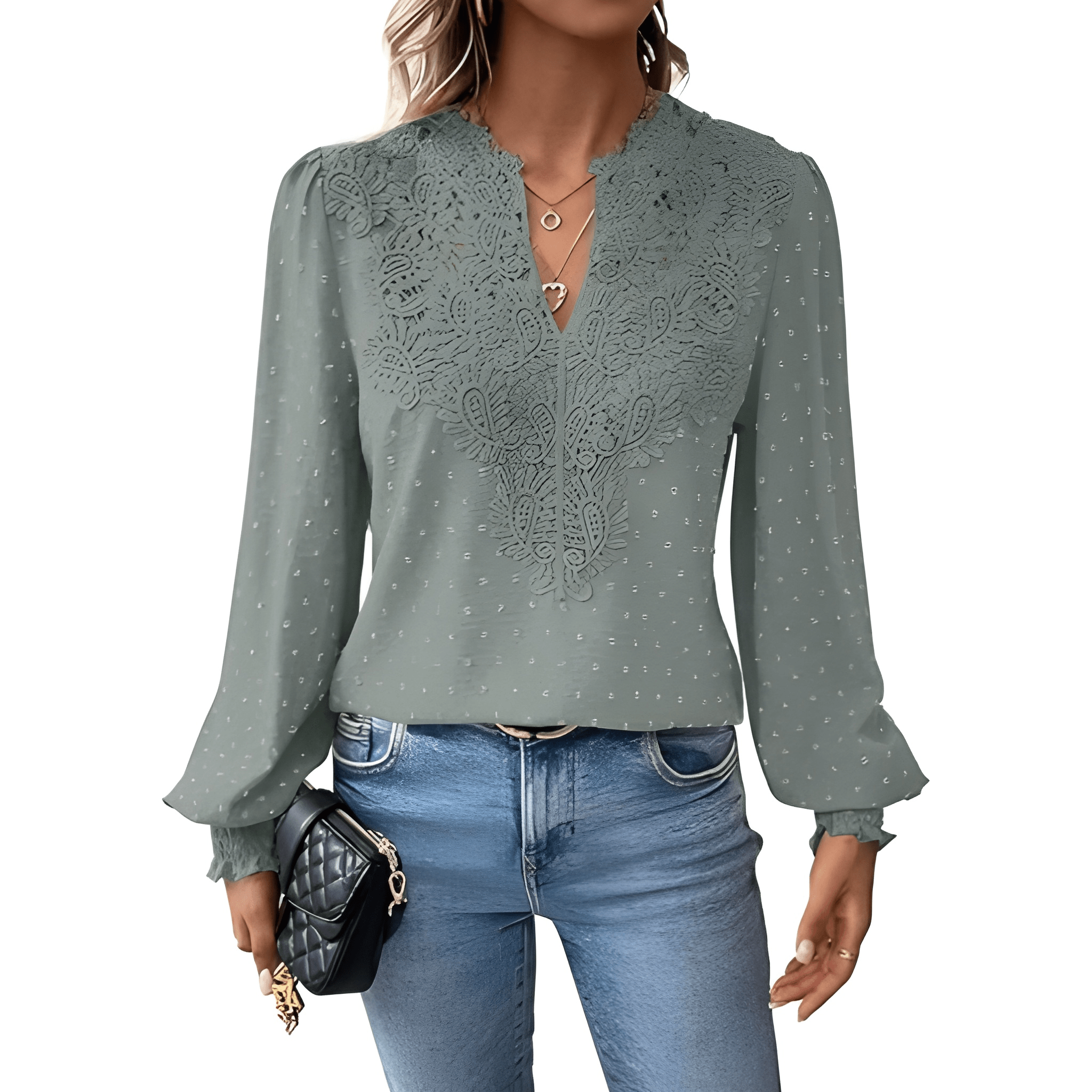 Womens Casual Boho Style Embroidered Long Sleeve Fashion Blouse