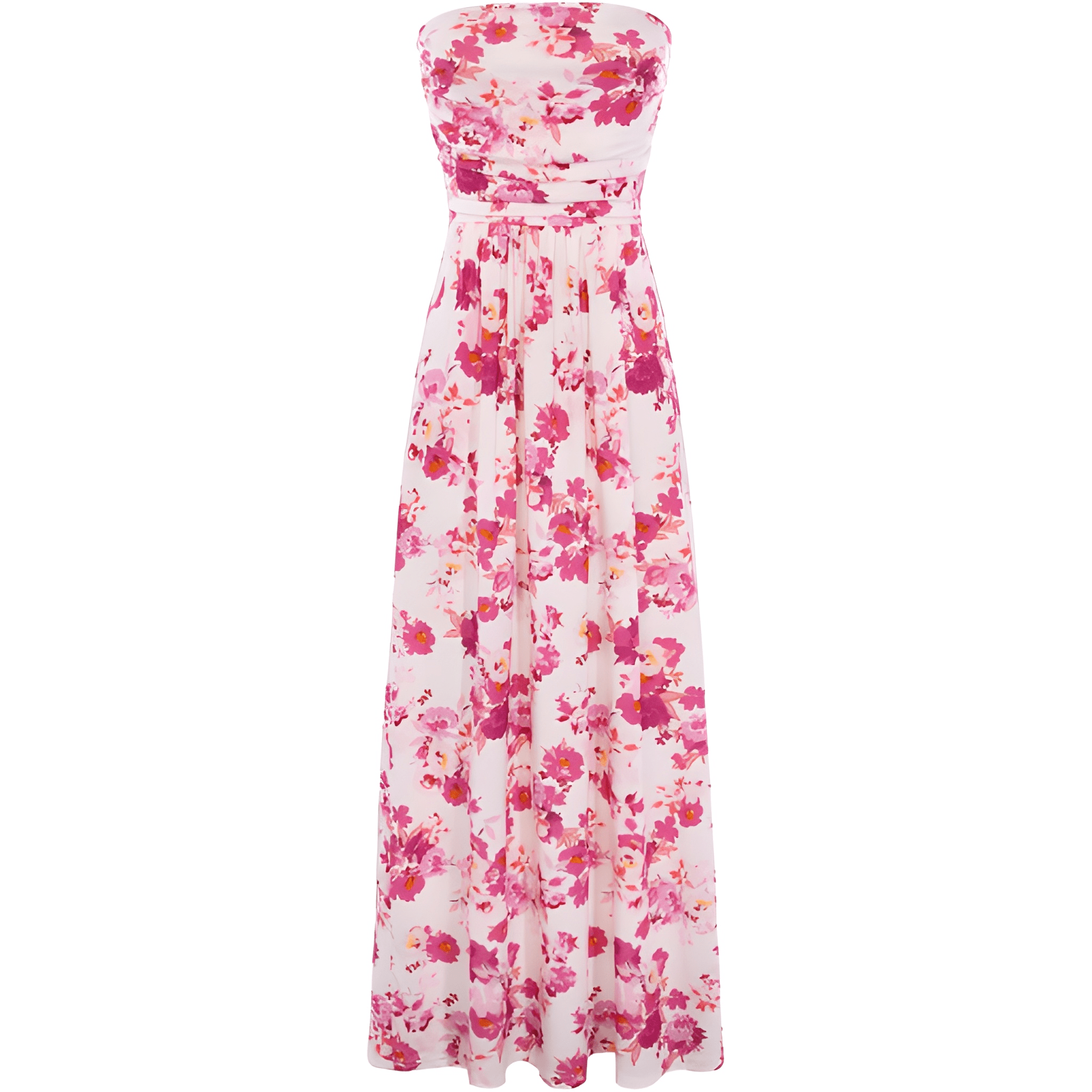 Casual Loose Strapless Ruched Long Maxi Dress Pockets For Women