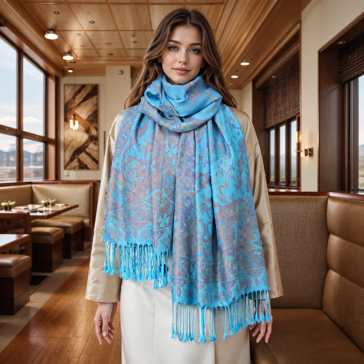 Fashionable Paisley Pattern Print Jacquard Shawl For Women