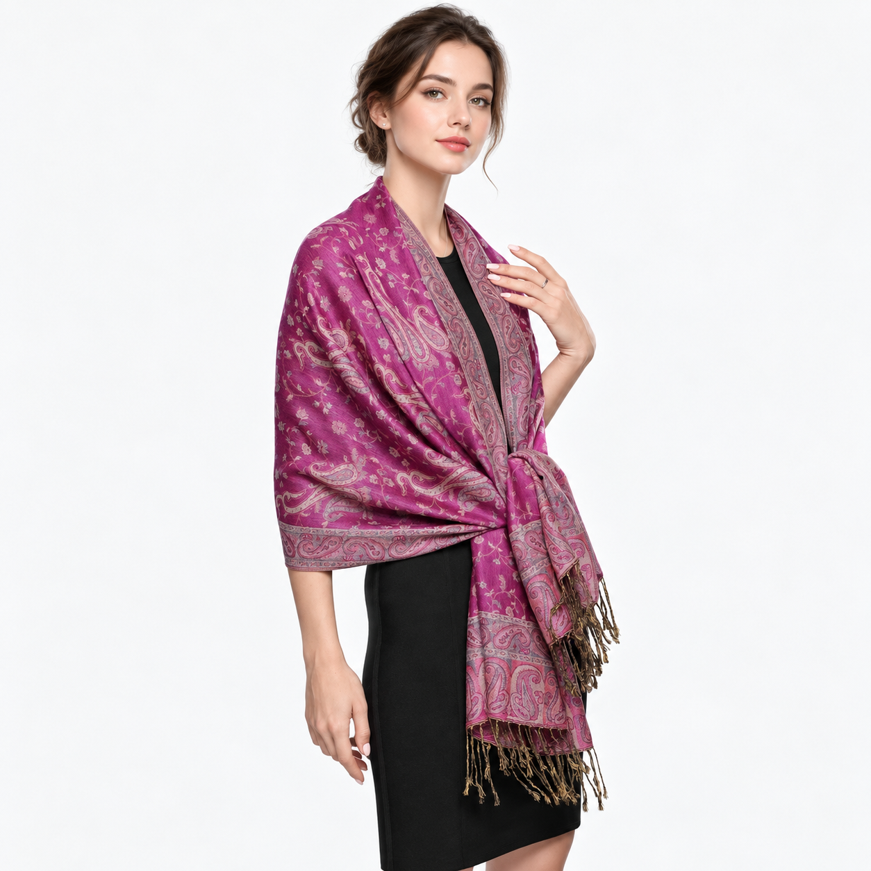Fashionable Paisley Pattern Print Jacquard Shawl For Women