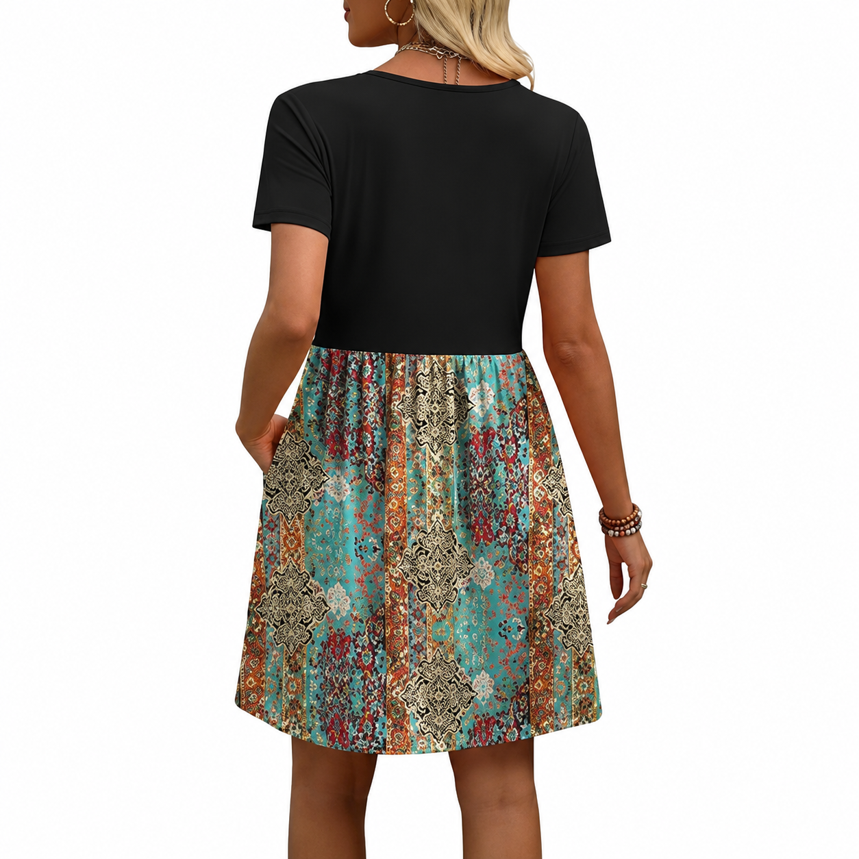 Casual Short Sleeve Babydoll Dress For Women