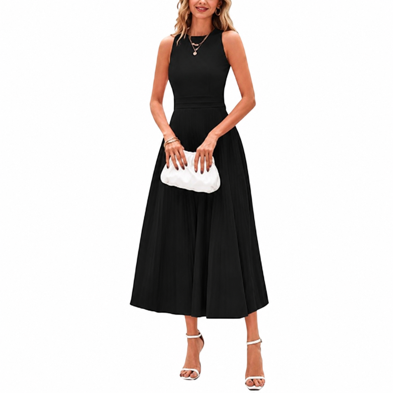 Casual Sleeveless A Line Midi Dress For Women