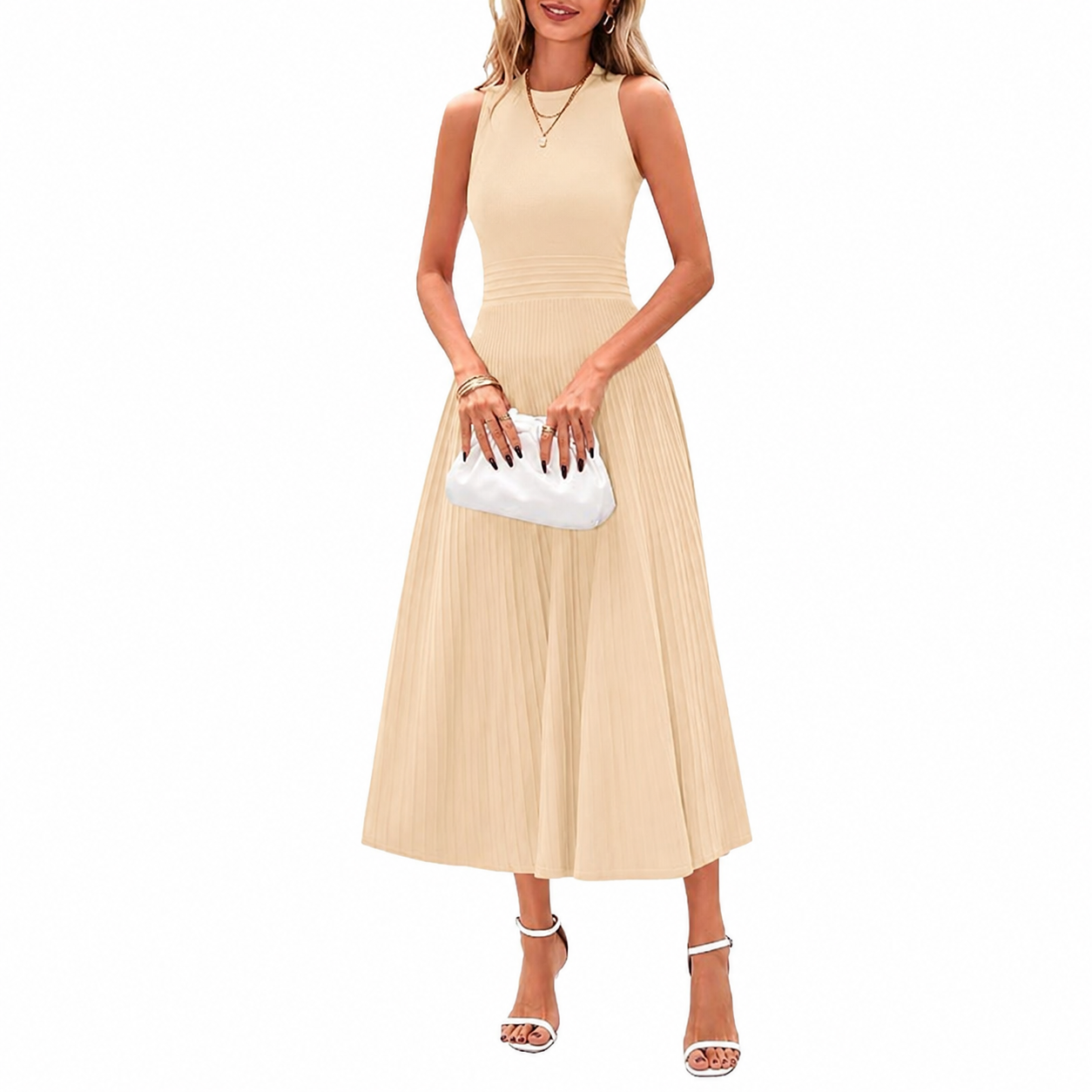 Casual Sleeveless A Line Midi Dress For Women
