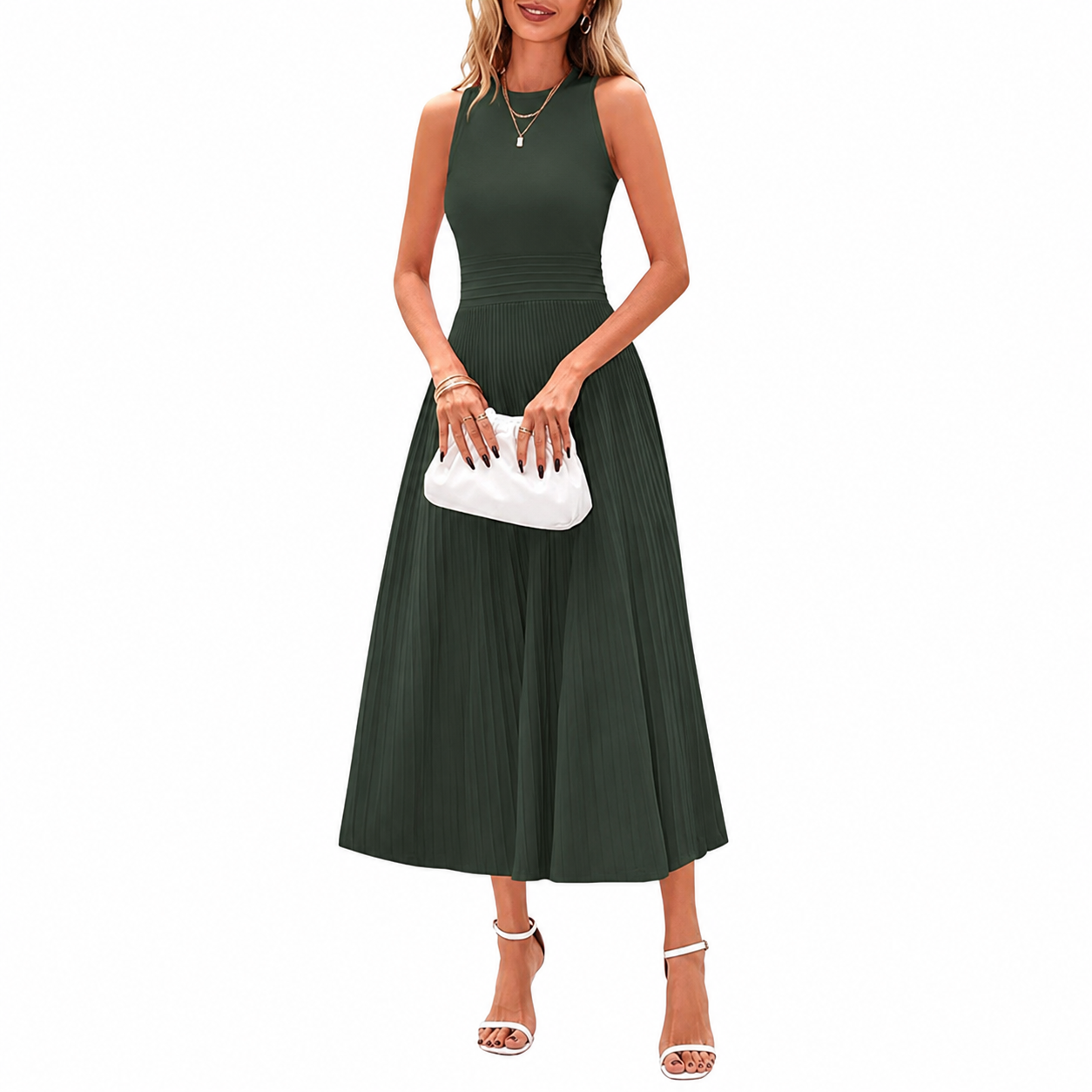Casual Sleeveless A Line Midi Dress For Women