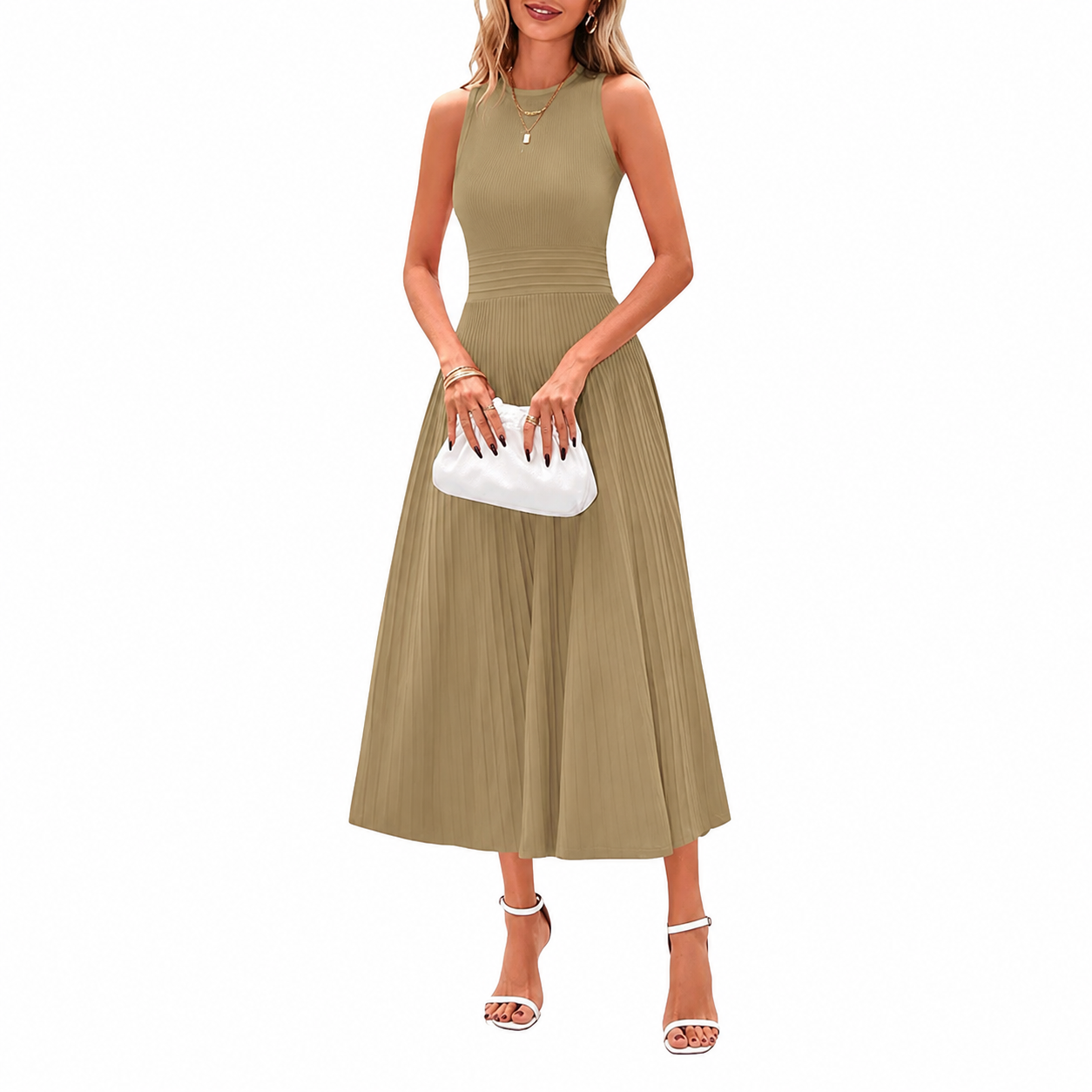 Casual Sleeveless A Line Midi Dress For Women