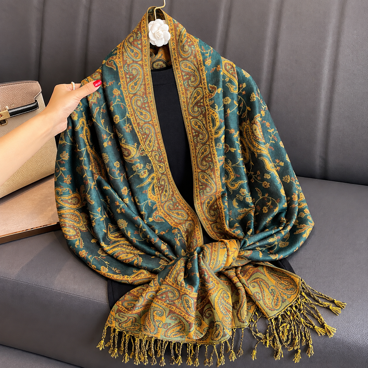 Fashionable Paisley Pattern Print Jacquard Shawl For Women
