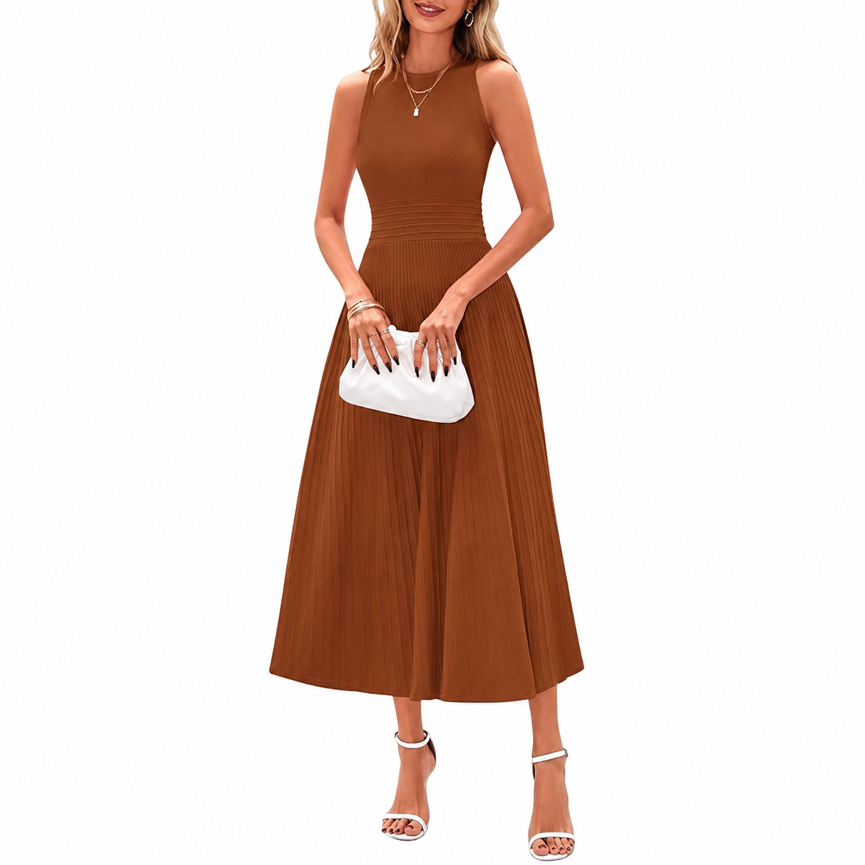Casual Sleeveless A Line Midi Dress For Women