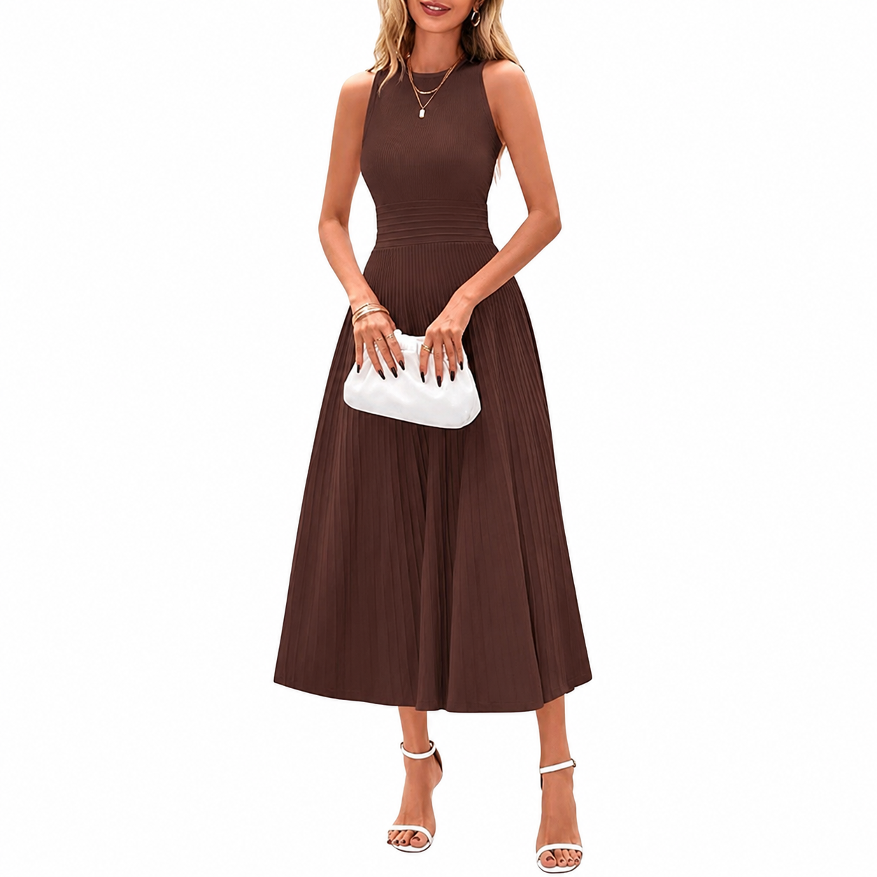Casual Sleeveless A Line Midi Dress For Women