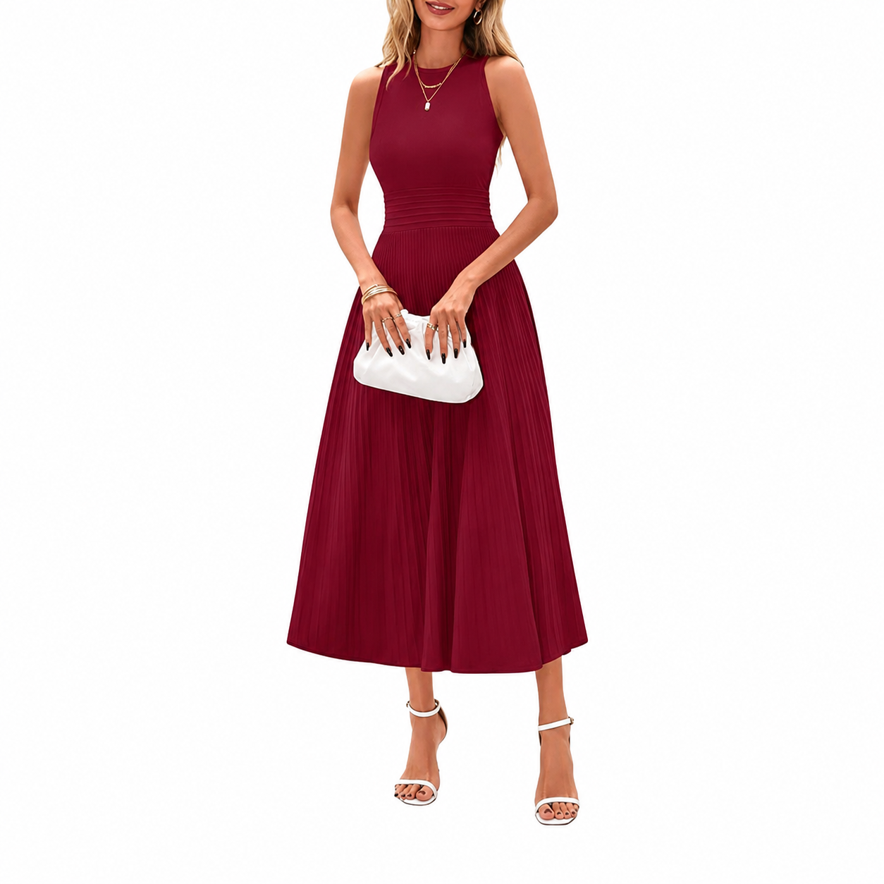 Casual Sleeveless A Line Midi Dress For Women