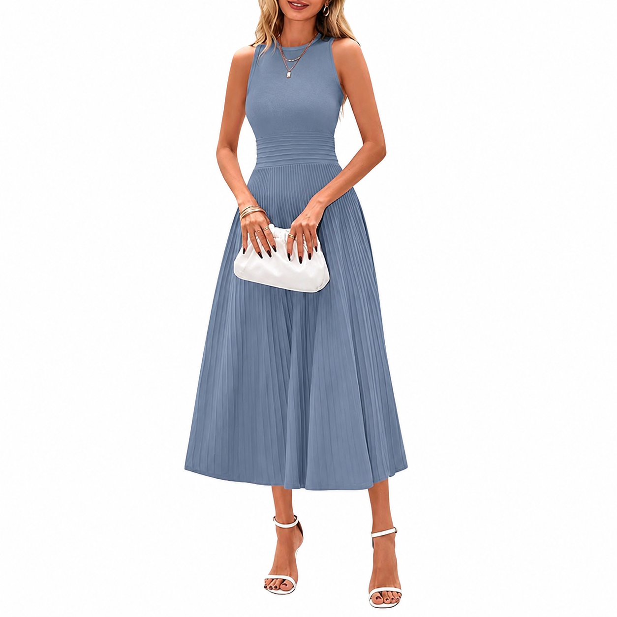 Casual Sleeveless A Line Midi Dress For Women