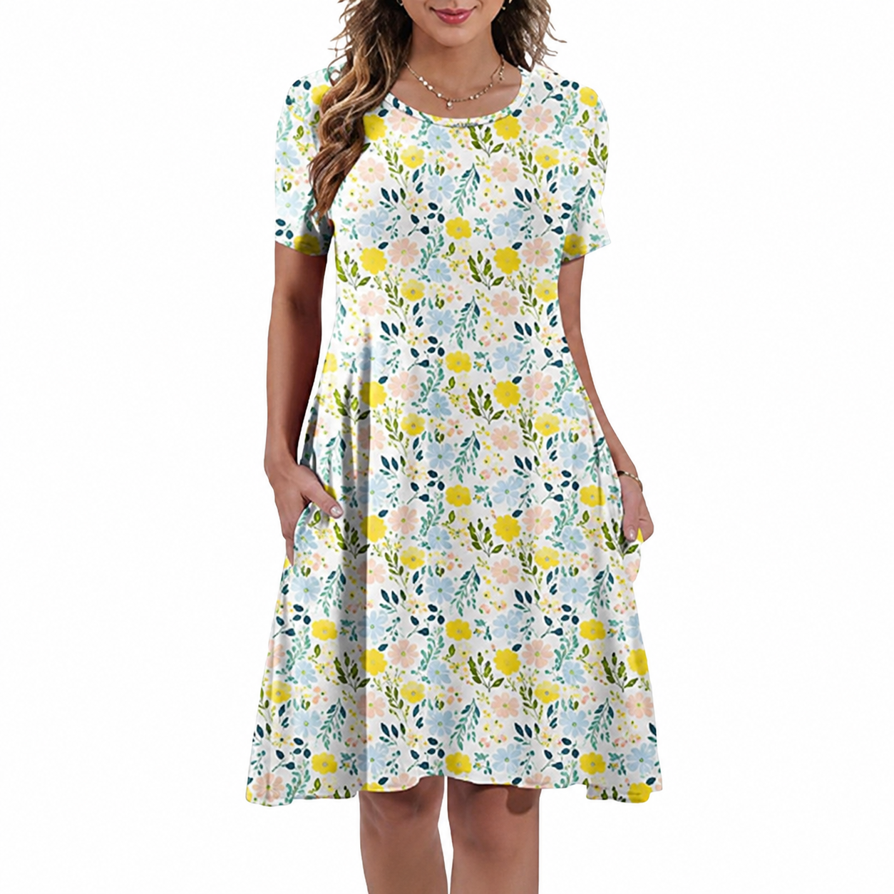 Short Sleeve Casual Summer Dress With Pockets For Women