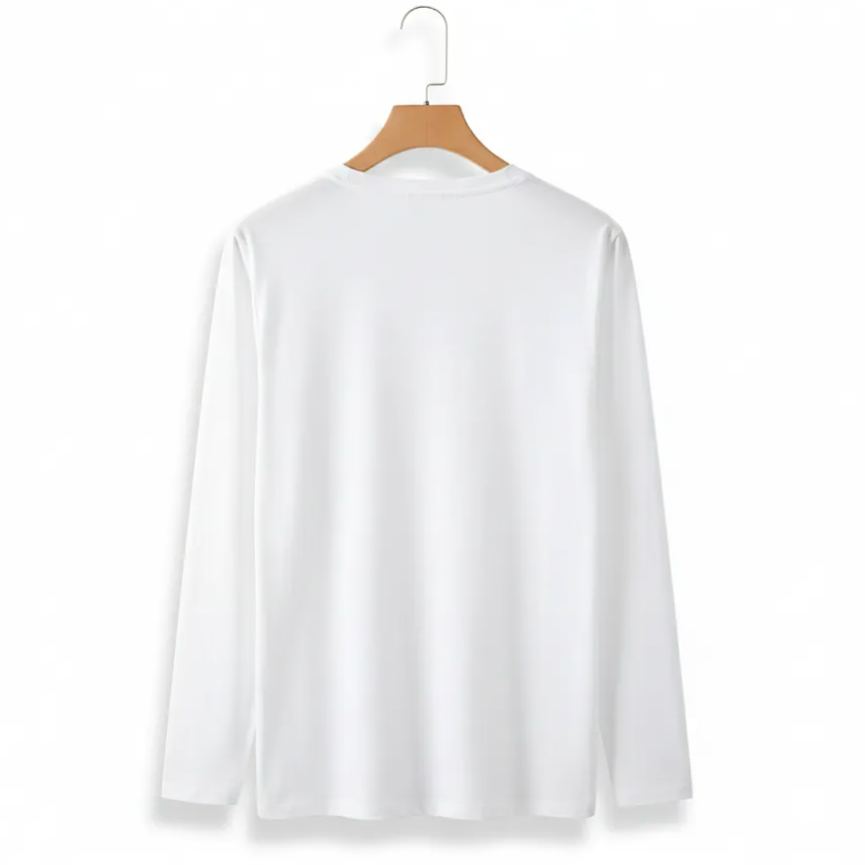 Set of 3 Solid Color Long-Sleeve T-Shirts with Round Neck 