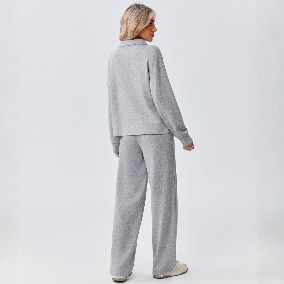 2 Piece Sets for Women 1/2 Zip Sweatsuit Loose Fit Straight Leg Pants