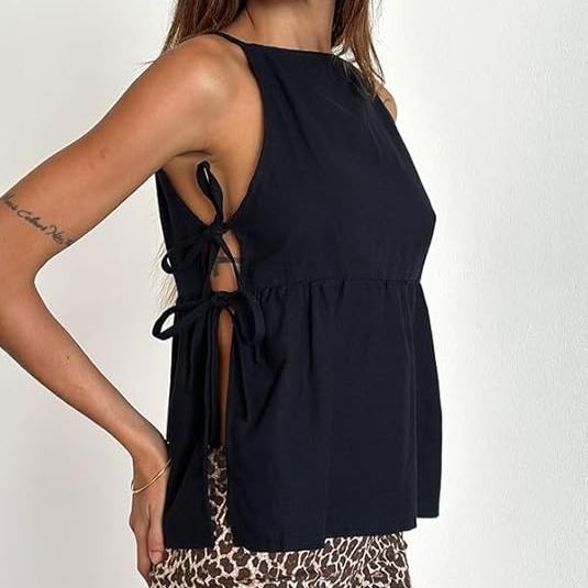 Women Tie Up Tank Floral Embroidered Cropped Going Out Camisole