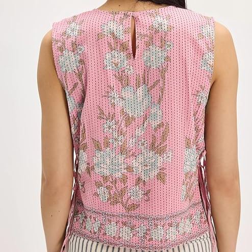 Women Tie Up Tank Floral Embroidered Cropped Going Out Camisole