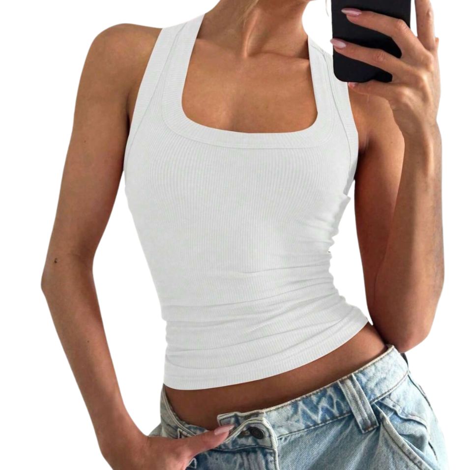 Casual Versatile Sleeveless Fit Square Crop Top For Women