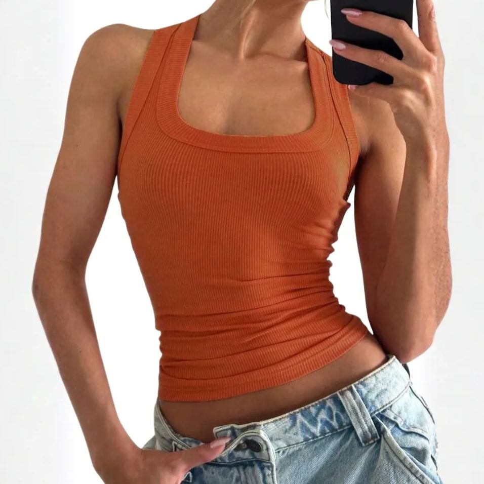 Casual Versatile Sleeveless Fit Square Crop Top For Women