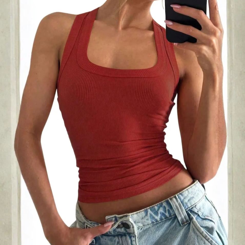 Casual Versatile Sleeveless Fit Square Crop Top For Women