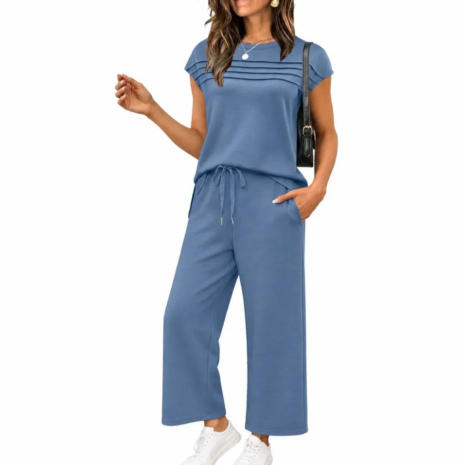 Womens Summer Spring Cap Sleeve Lounge Matching Sets