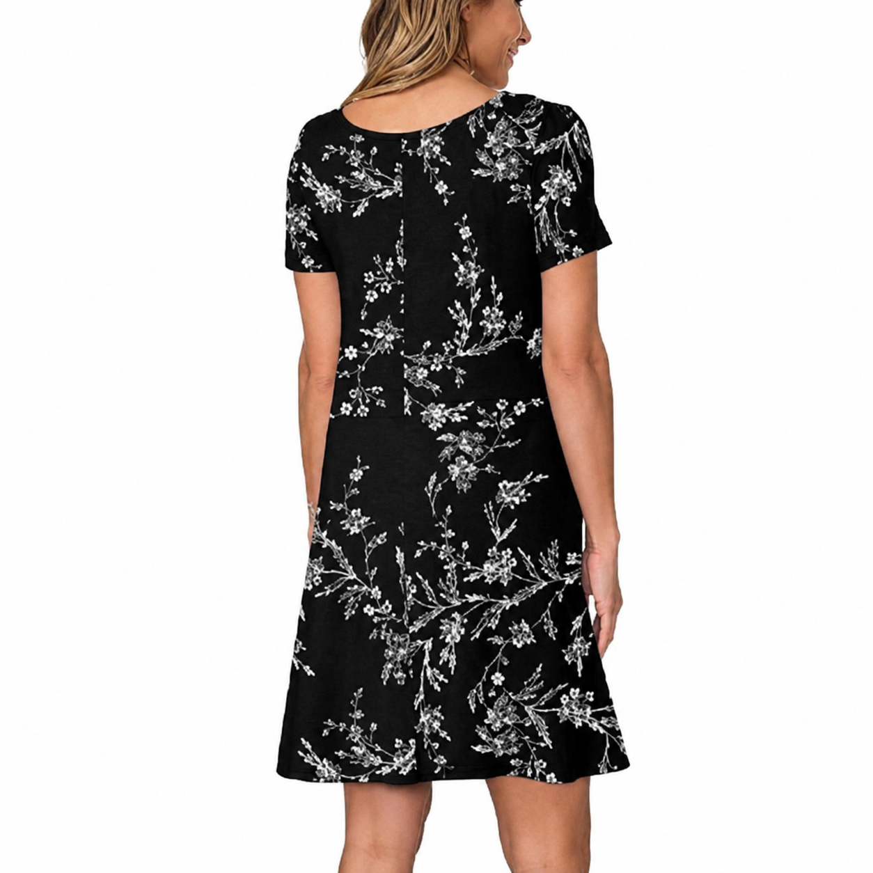 Short Sleeve Casual Summer Dress With Pockets For Women
