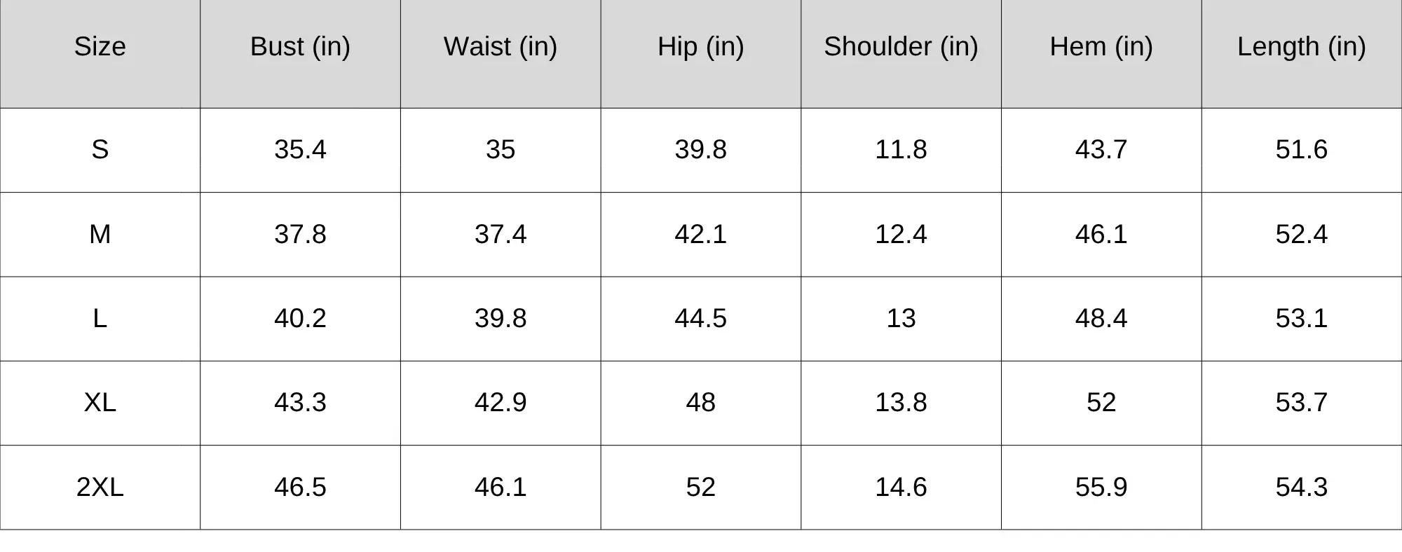 Size Chart