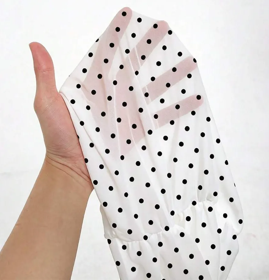 Aloruh Women's Polka Dot Print Sexy Cowl Neck Modern Metal Decor Draped Neck Tie Tank Top - White - View 7