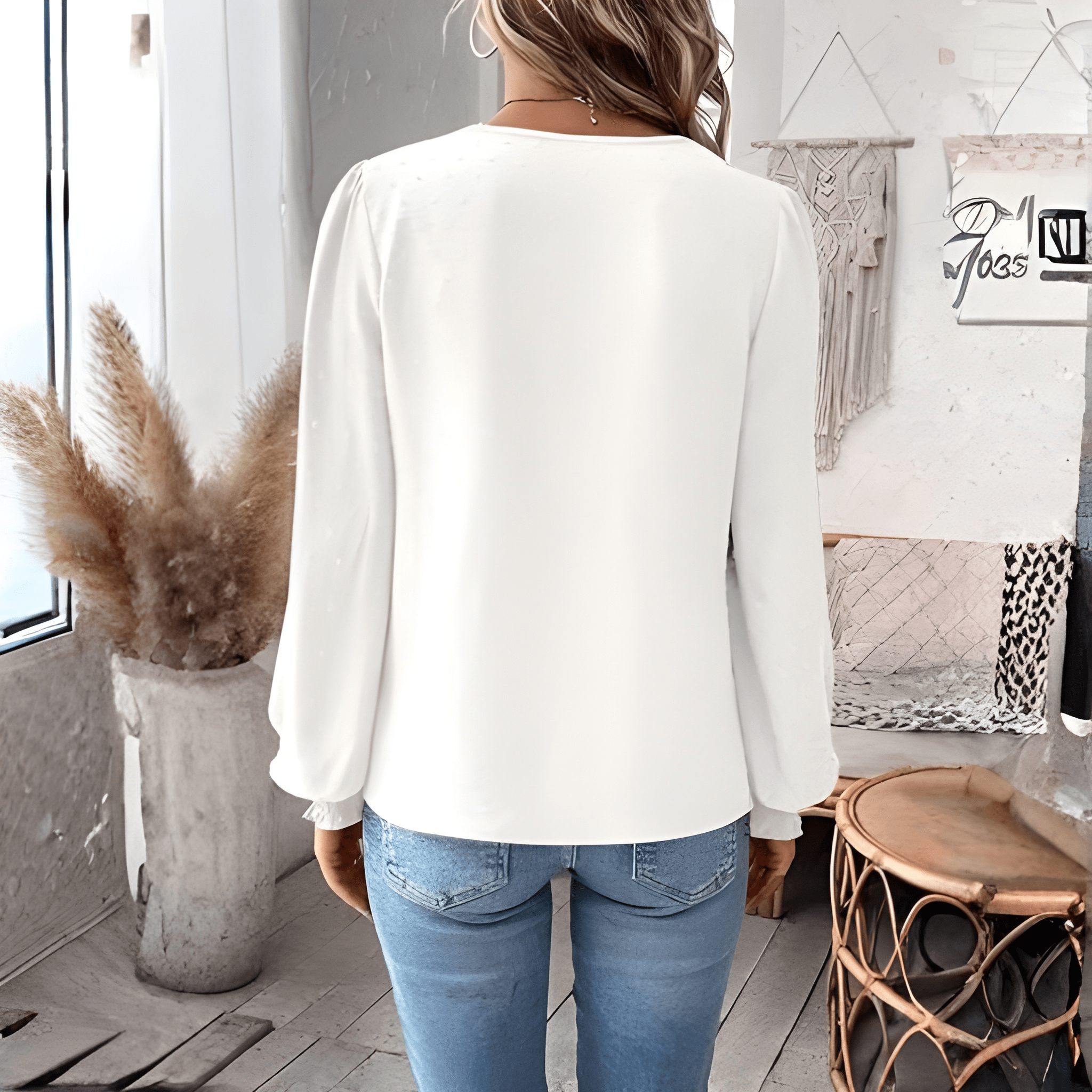 Womens Casual Boho Style Embroidered Long Sleeve Fashion Blouse