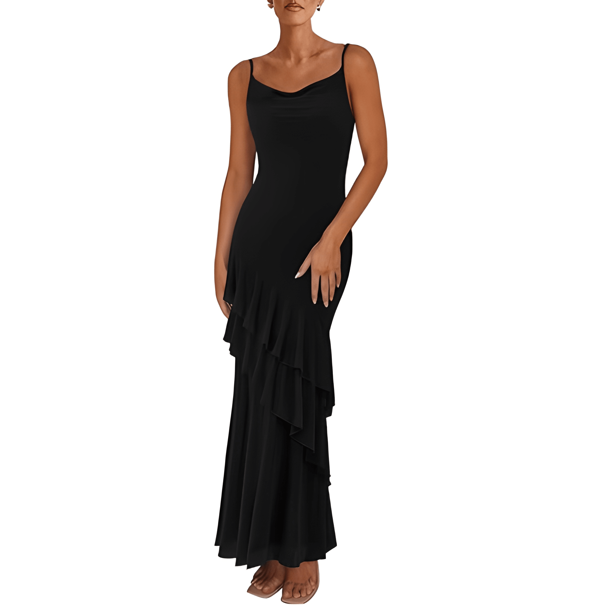 Summer Spring Tiered Floral Beach Maxi Dress Spaghetti For Women