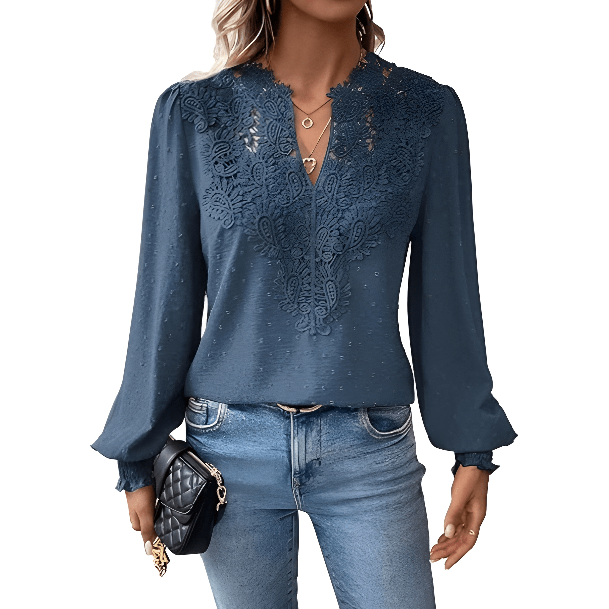 Womens Casual Boho Style Embroidered Long Sleeve Fashion Blouse