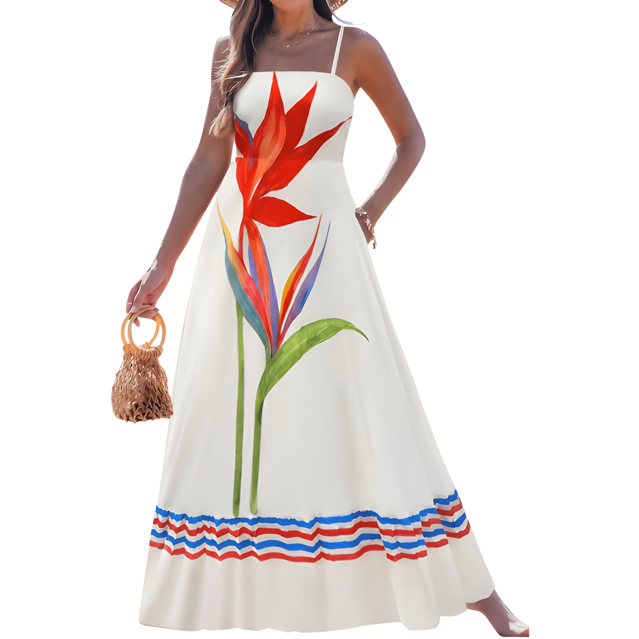 Summer Beach Boho Casual Spaghetti Strap Maxi Dress For Women