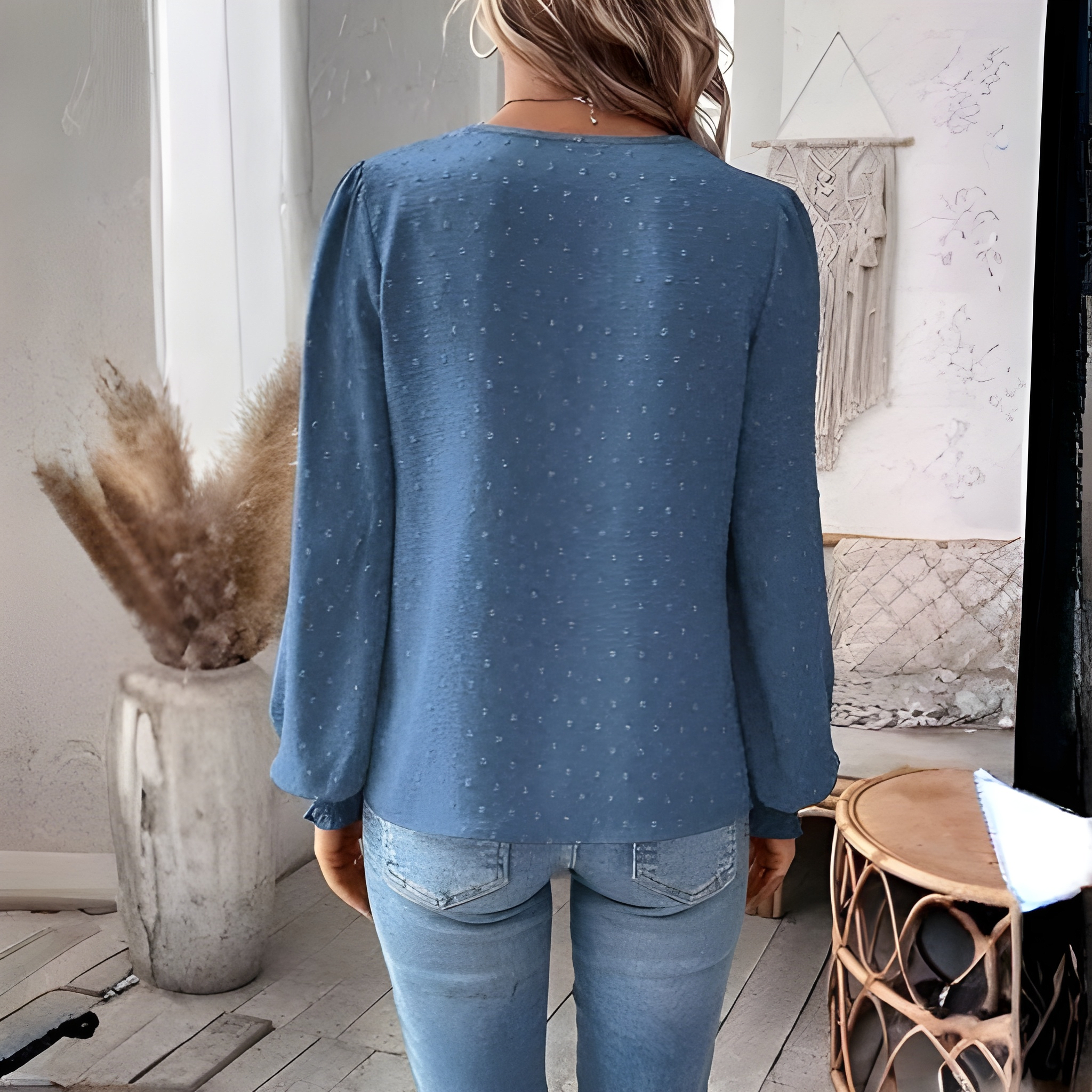 Womens Casual Boho Style Embroidered Long Sleeve Fashion Blouse