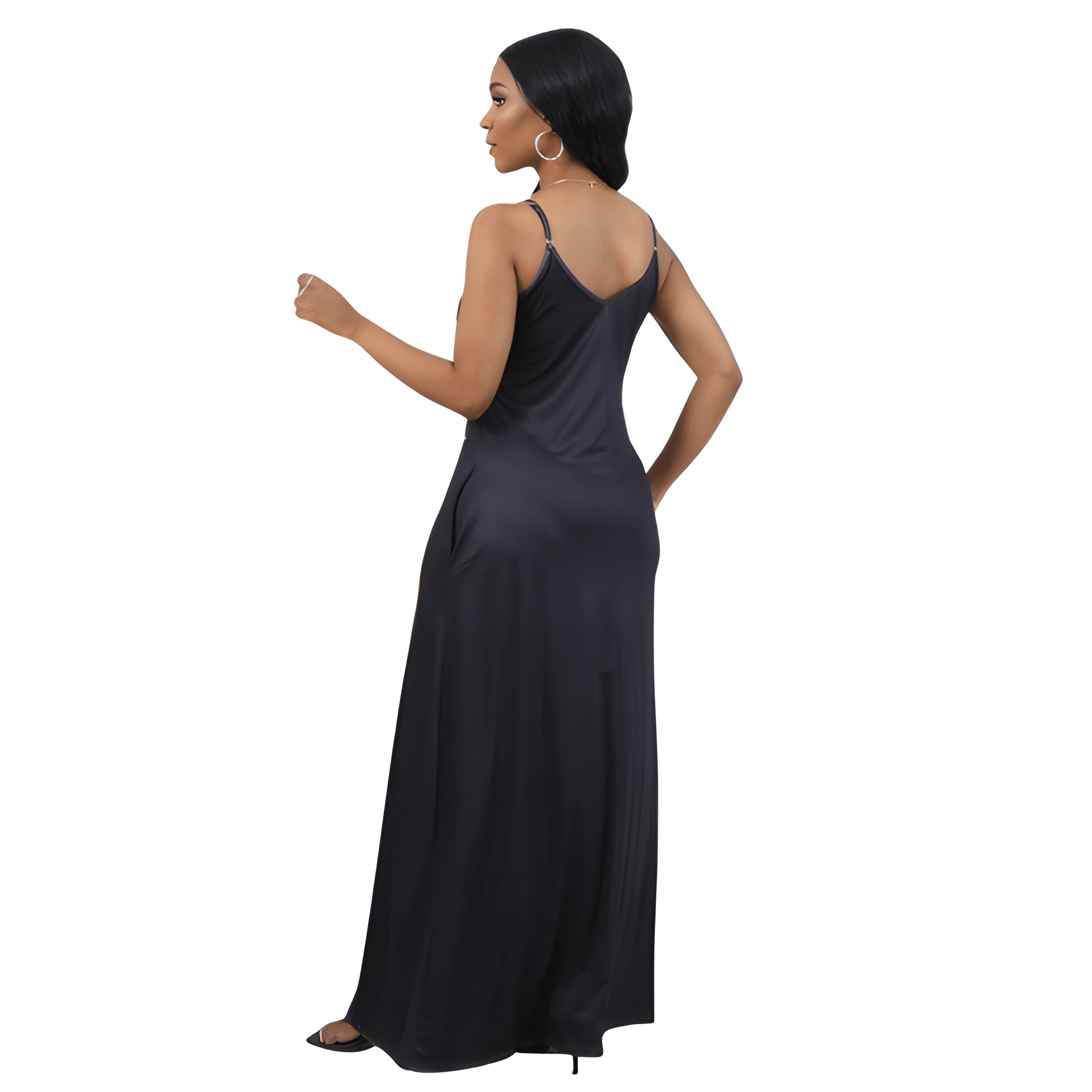 Women's Floral Print Sleeveless Maxi Dress With Pockets