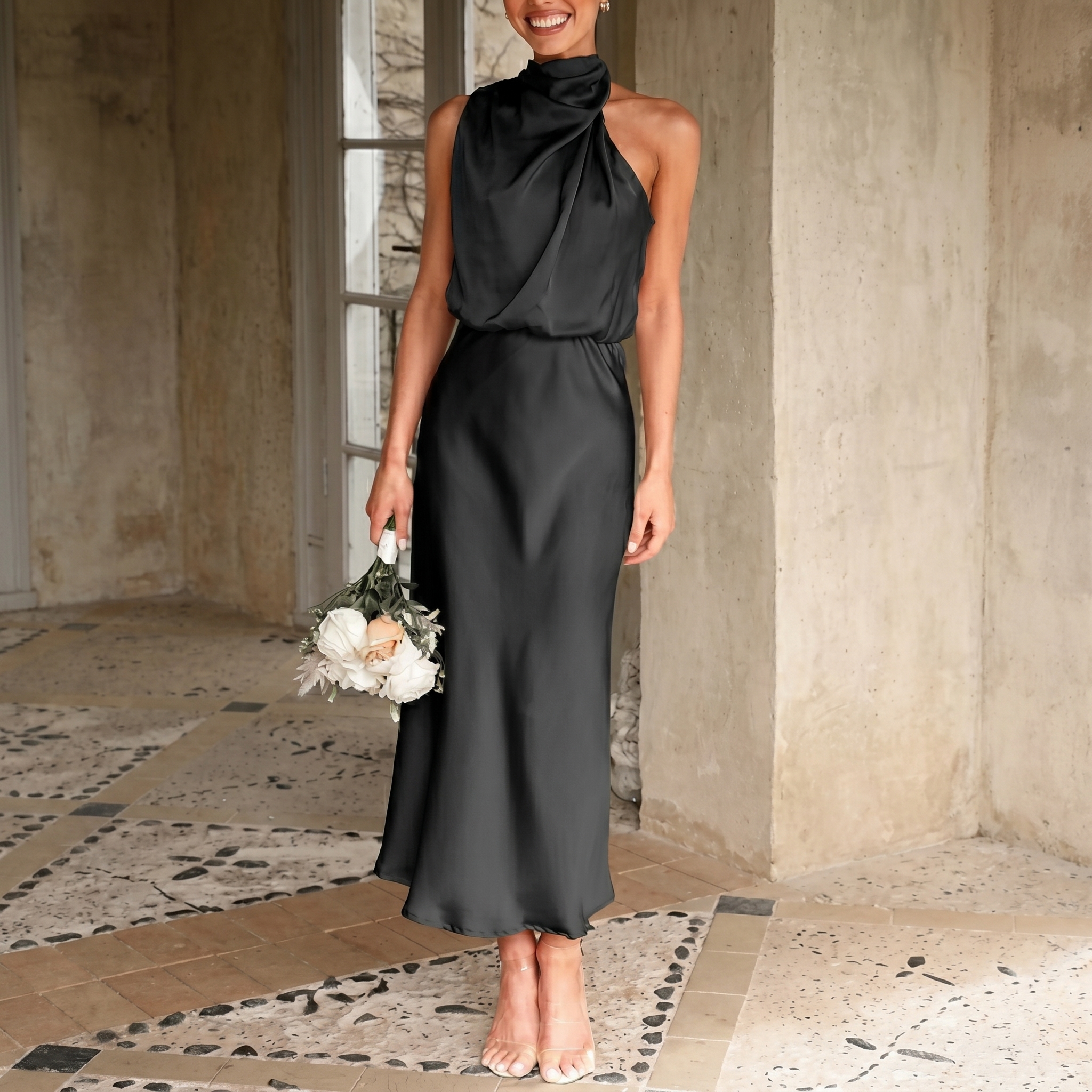 Summer Satin Sleeveless Maxi Dresses