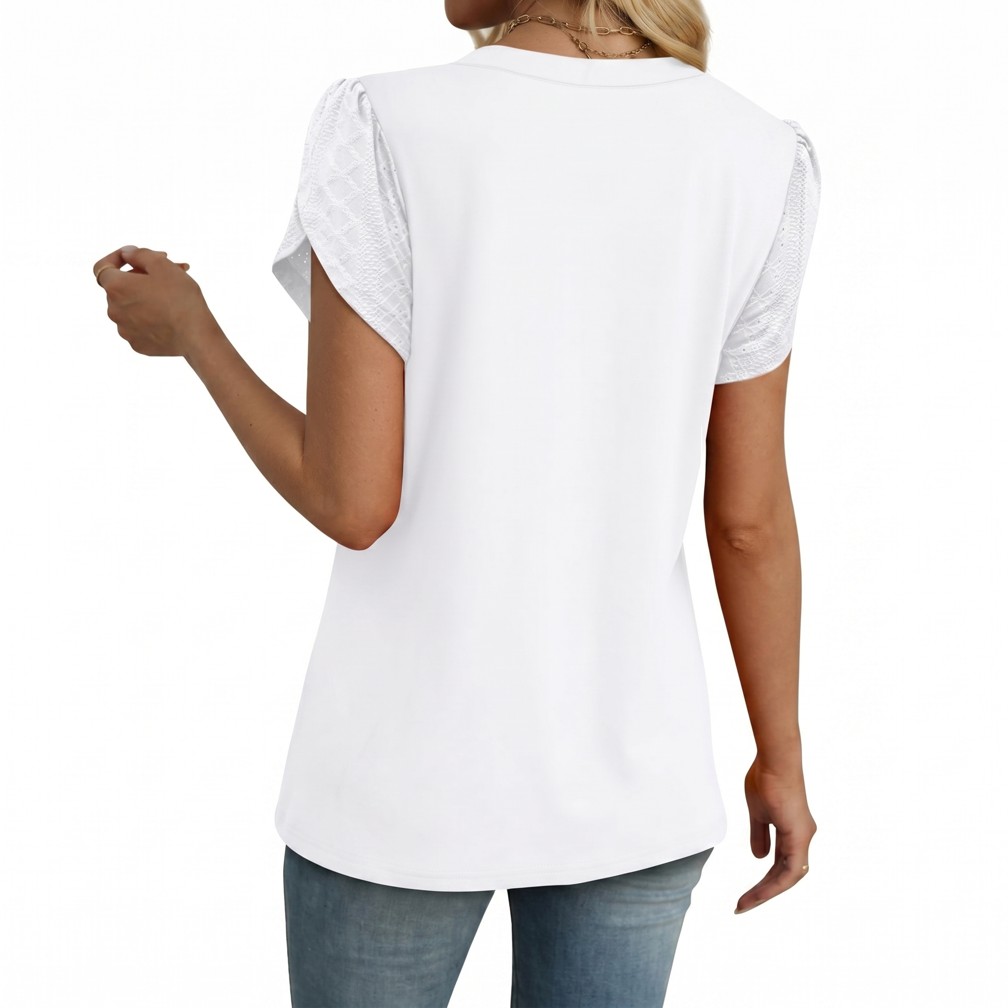 Womens Tops Dressy Casual Petal Sleeve Summer Spring Short Sleeve V Neck Shirts Work Business Vacation Clothes 2026