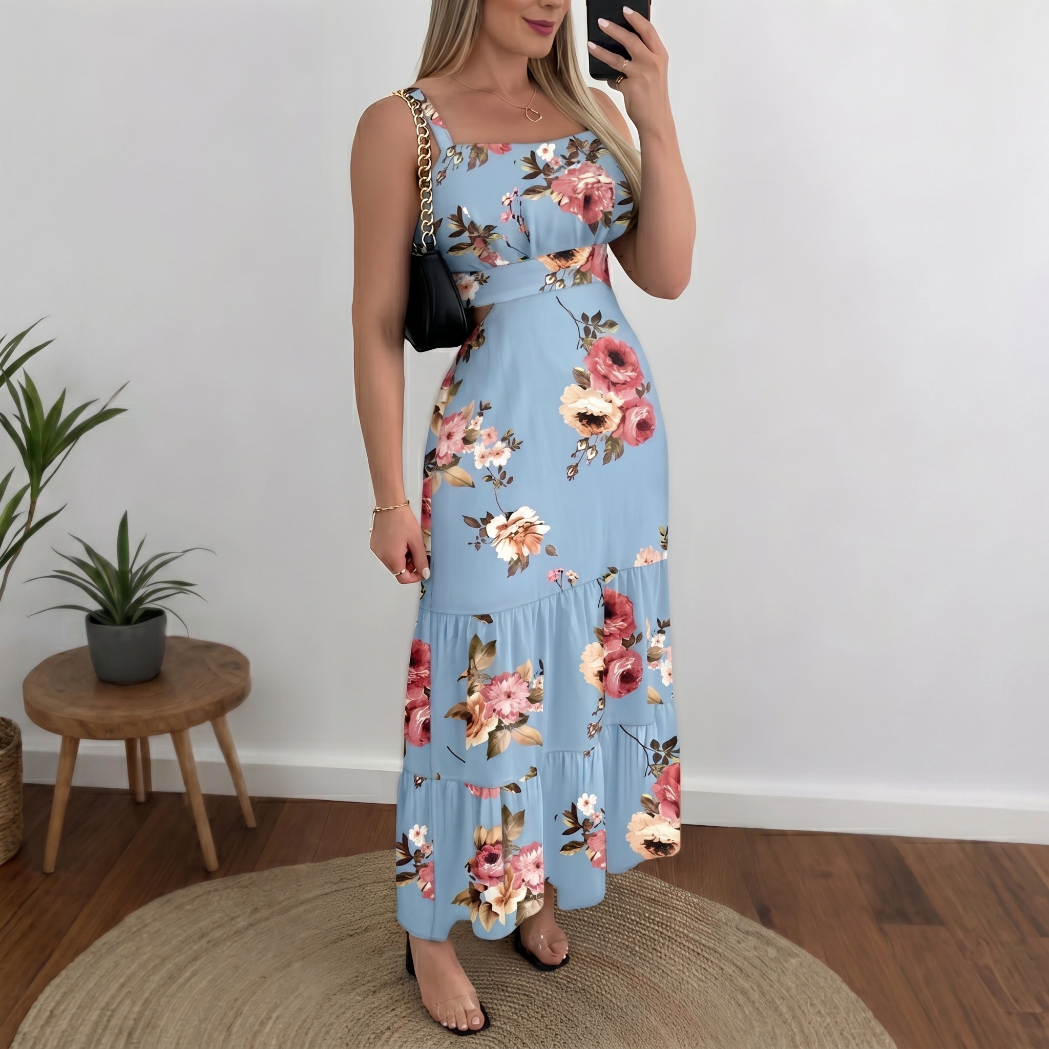 Sleeveless Floral Boho Maxi Dress for Women