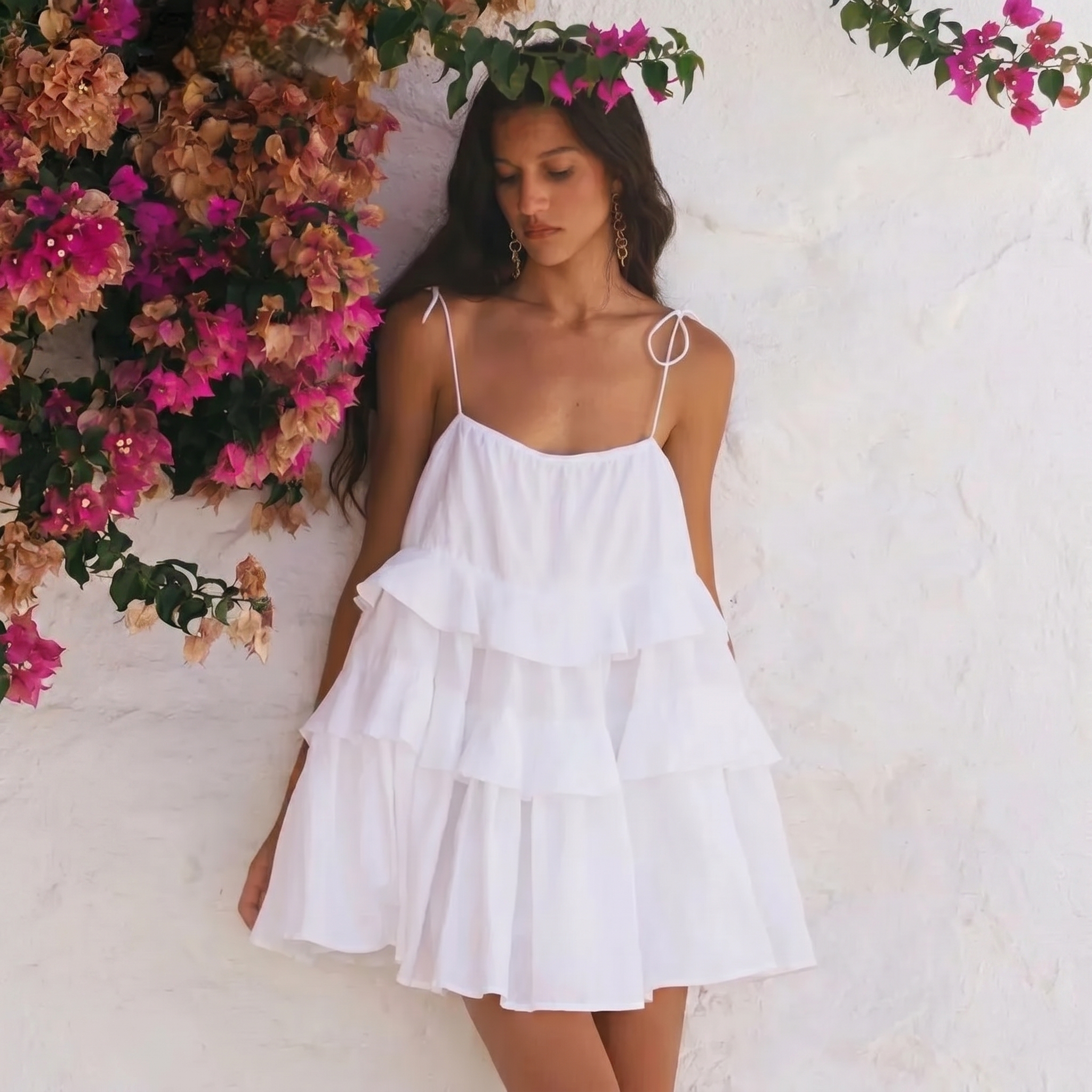 Sleeveless Mini Classic Ruffle Beach Dress For Women