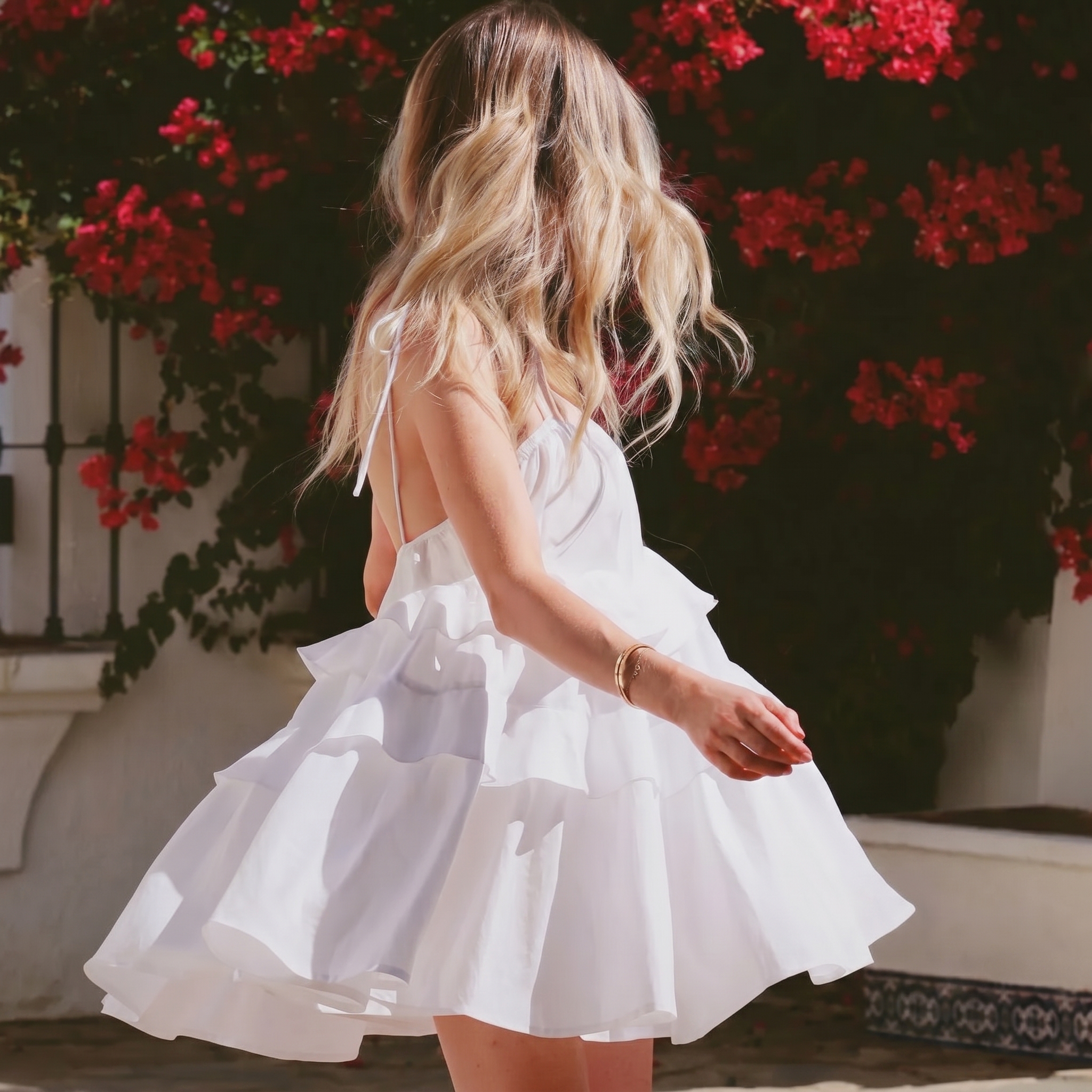 Sleeveless Mini Classic Ruffle Beach Dress For Women