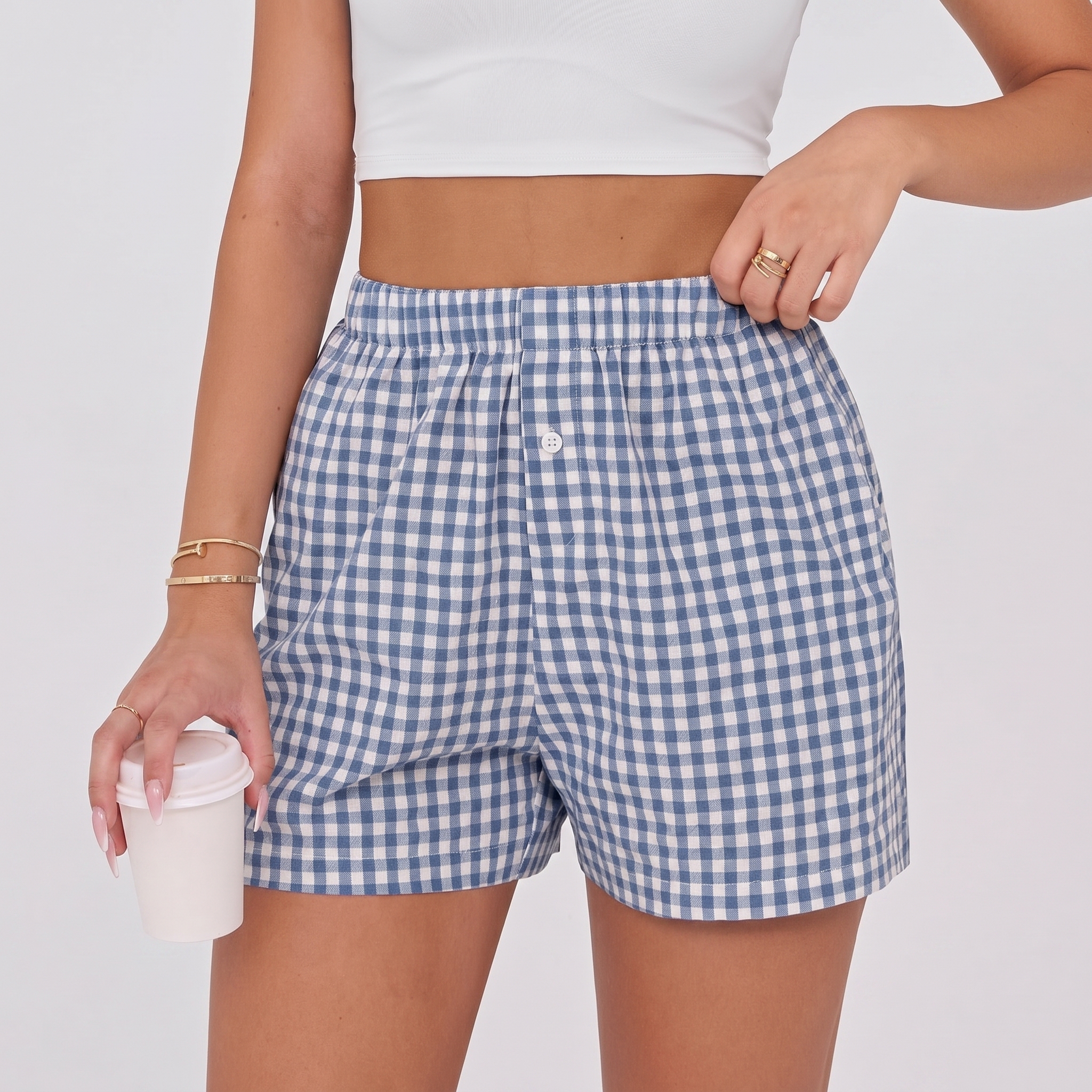 Boxer Shorts for Women Gingham Pajama 2026 Summer Casual Lounge Sleep Plaid Shorts Y2K Beach Bottoms